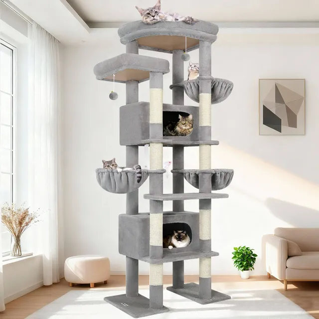globlazer-f84-arbre-chat-84-pouces-gris-clair-xxl image 1