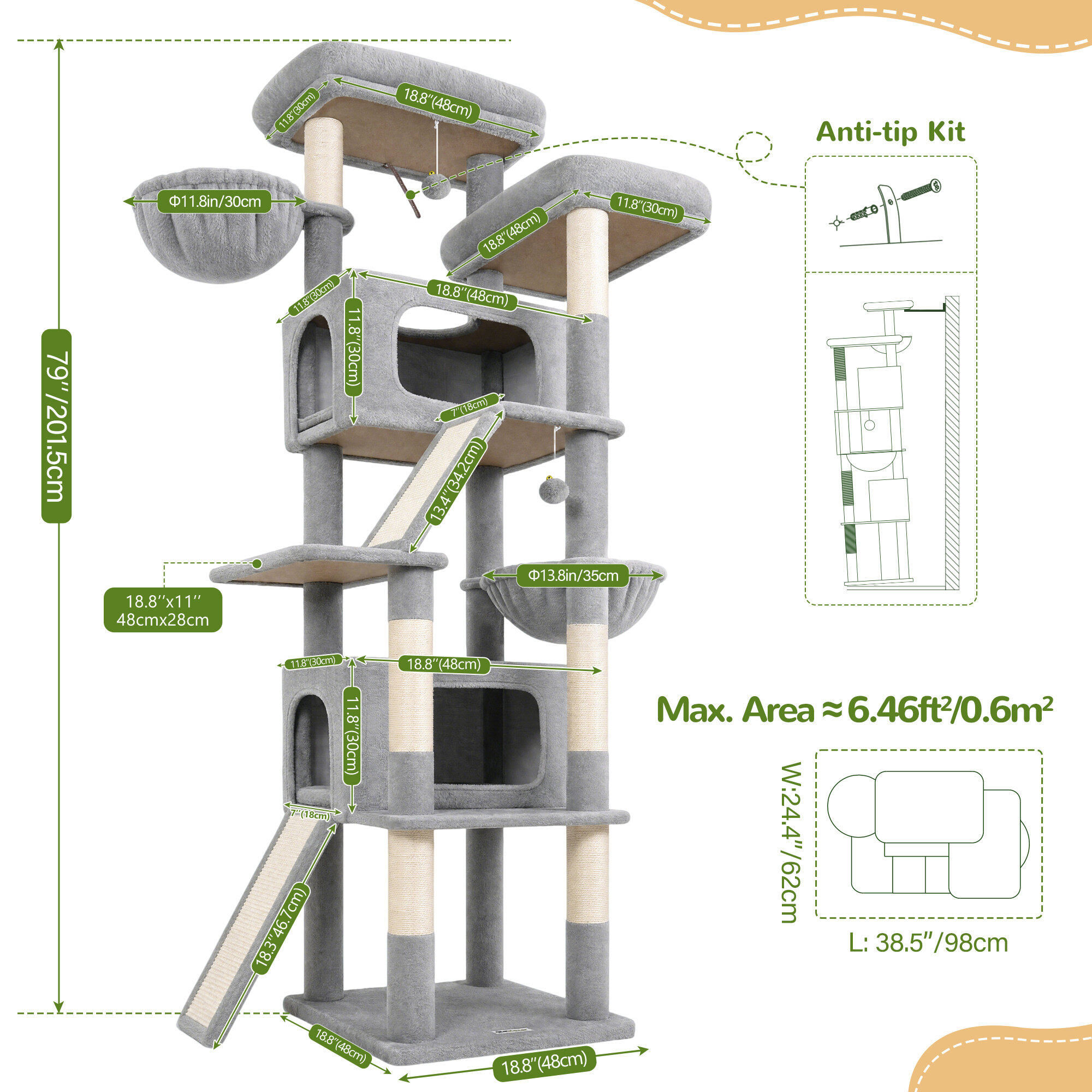 globlazer-s79-arbre-chat-79-pouces-gris-clair-grand image 4