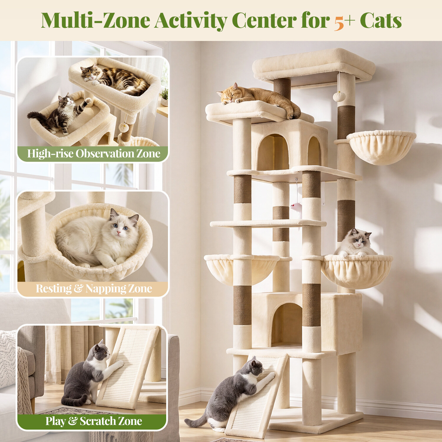 globlazer-f80j-arbre-chat-beige-80-pouces-grand-chat image 8