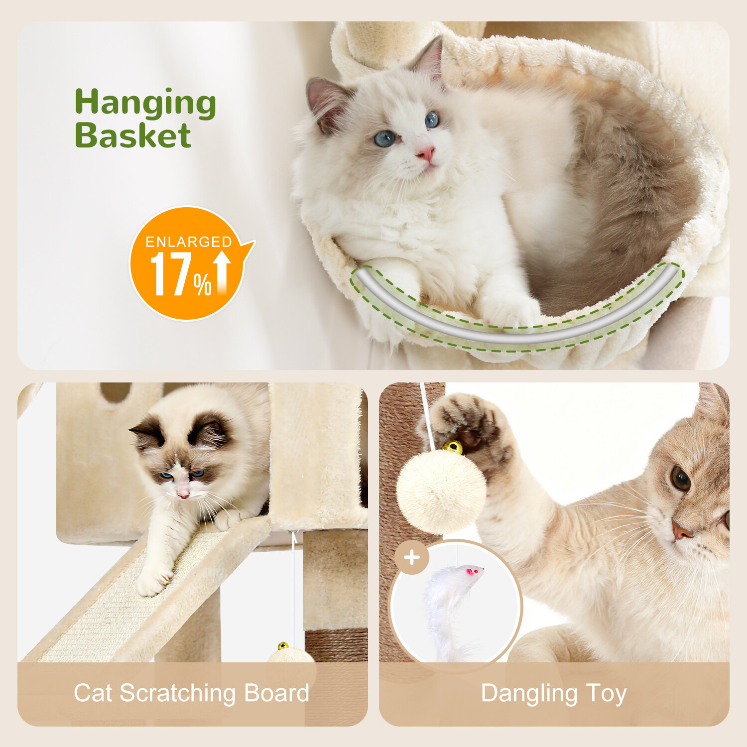 globlazer-s45-arbre-chat-beige-45-pouces-griffoir image 5