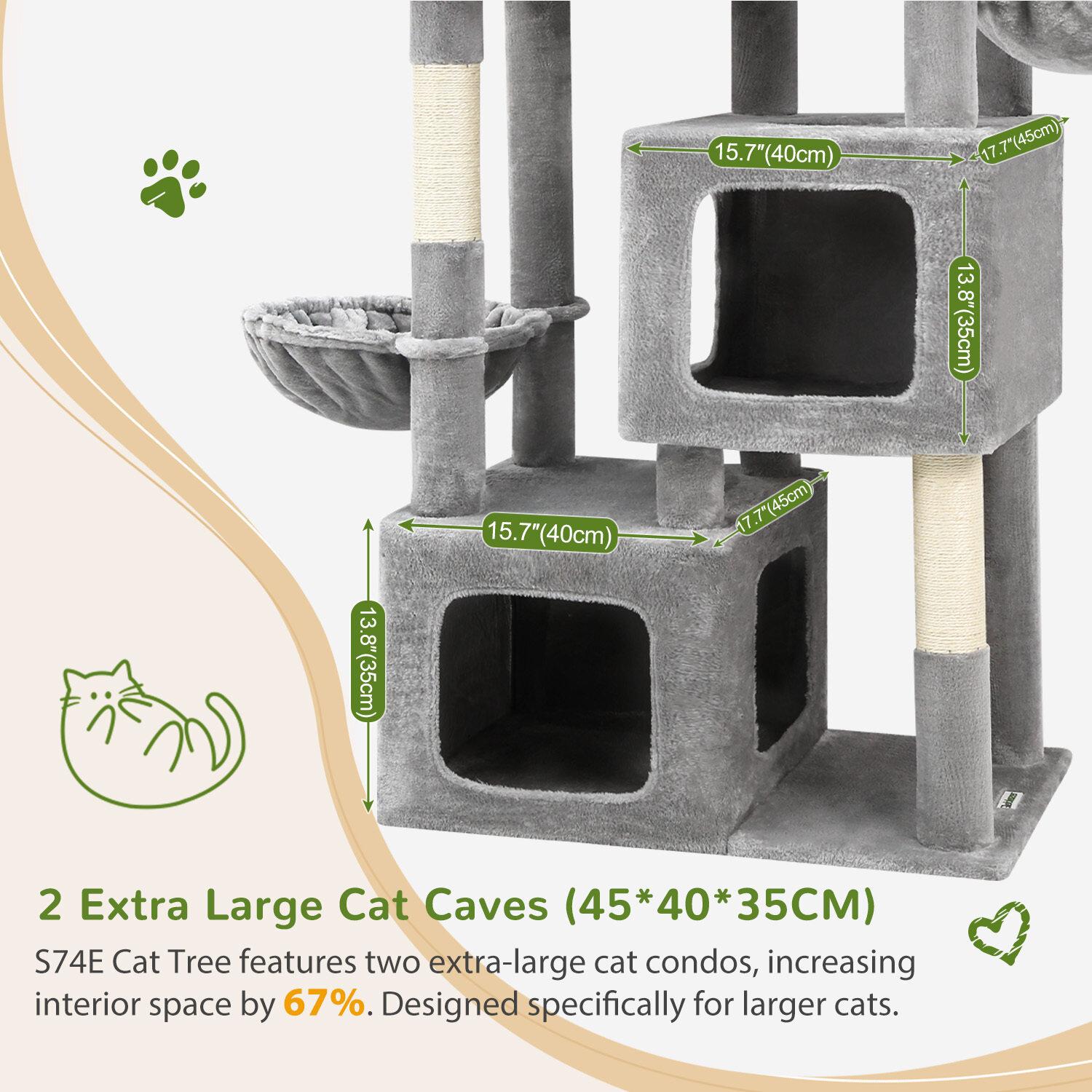 globlazer-s-series-s74e-arbre-chat-gris-clair-74-pouces image 3