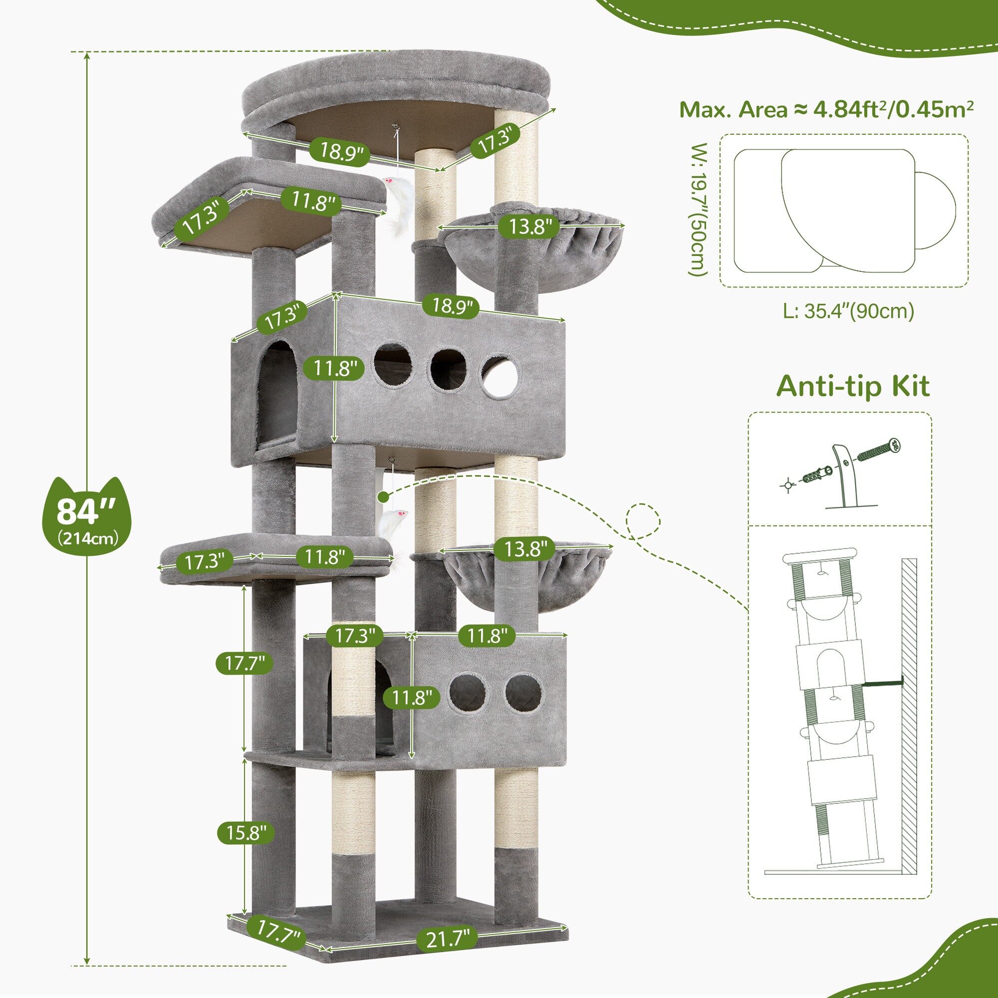 globlazer-s-series-arbre-chat-84-pouces-multi-niveaux-beige image 8