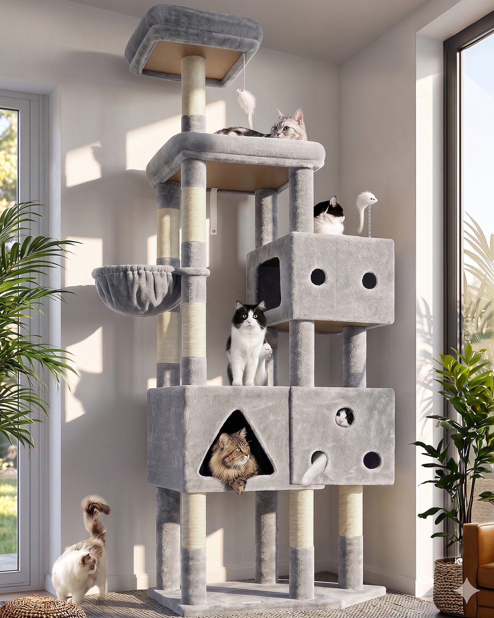globlazer-f-series-f81-arbre-chat-grand-chat-gris-206-cm image 1