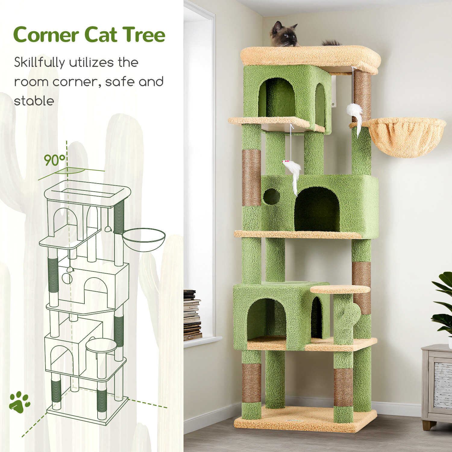 globlazer-f-series-f66-arbre-chat-vert-cactus-168-cm image 6