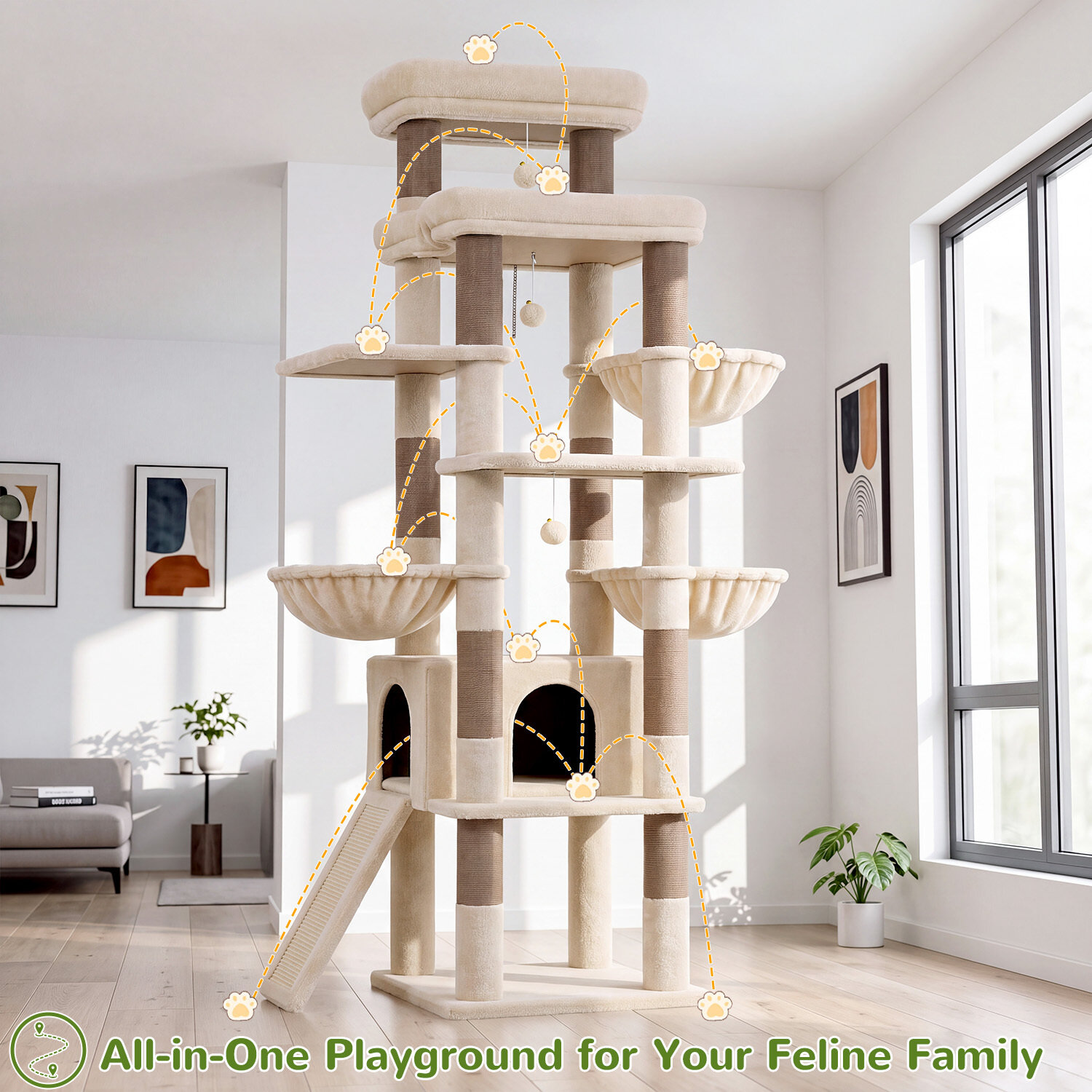 globlazer-s-series-s79c-arbre-chat-robuste-beige-200-cm image 4