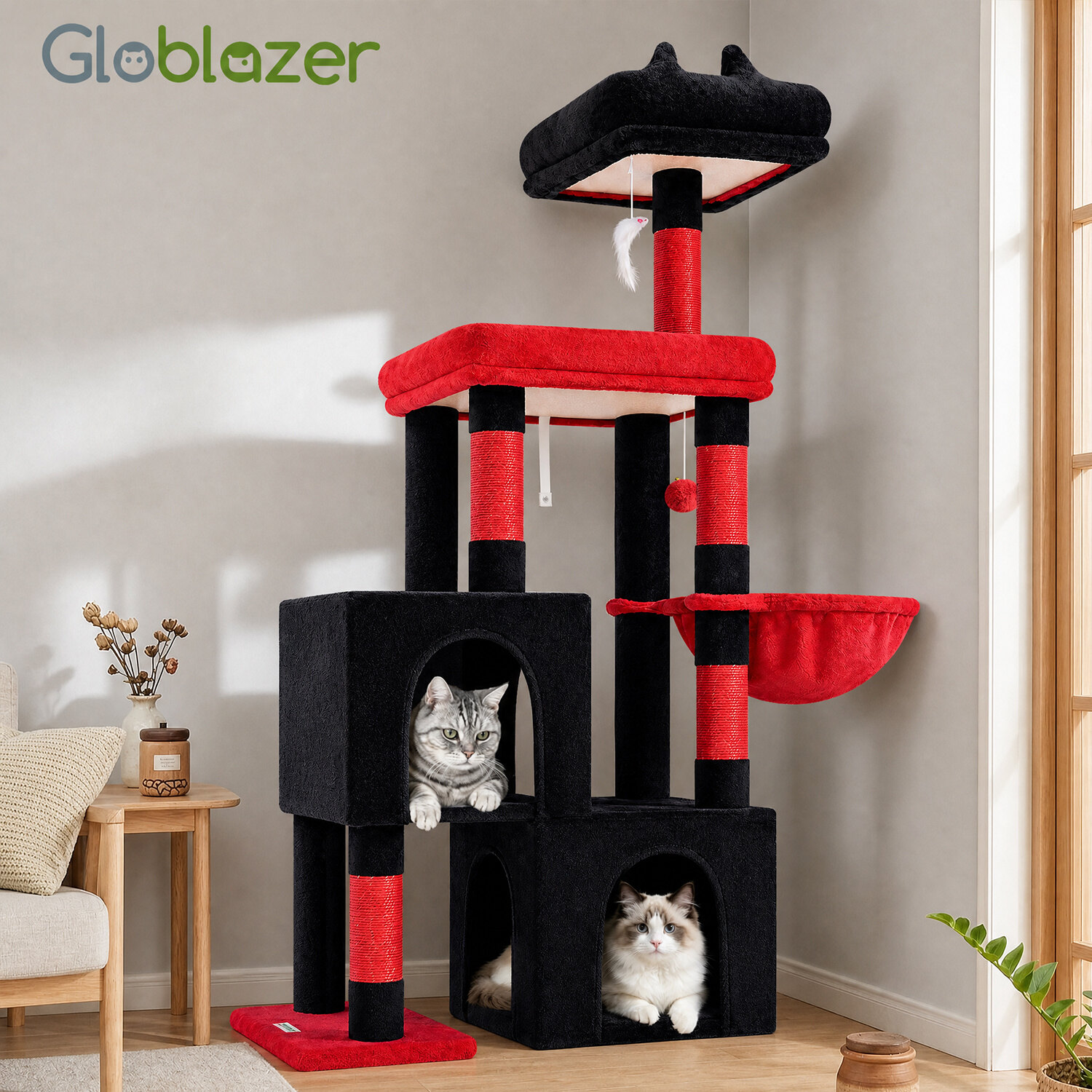 globlazer-s52-arbre-chat-52-pouces-rouge-noir image 8