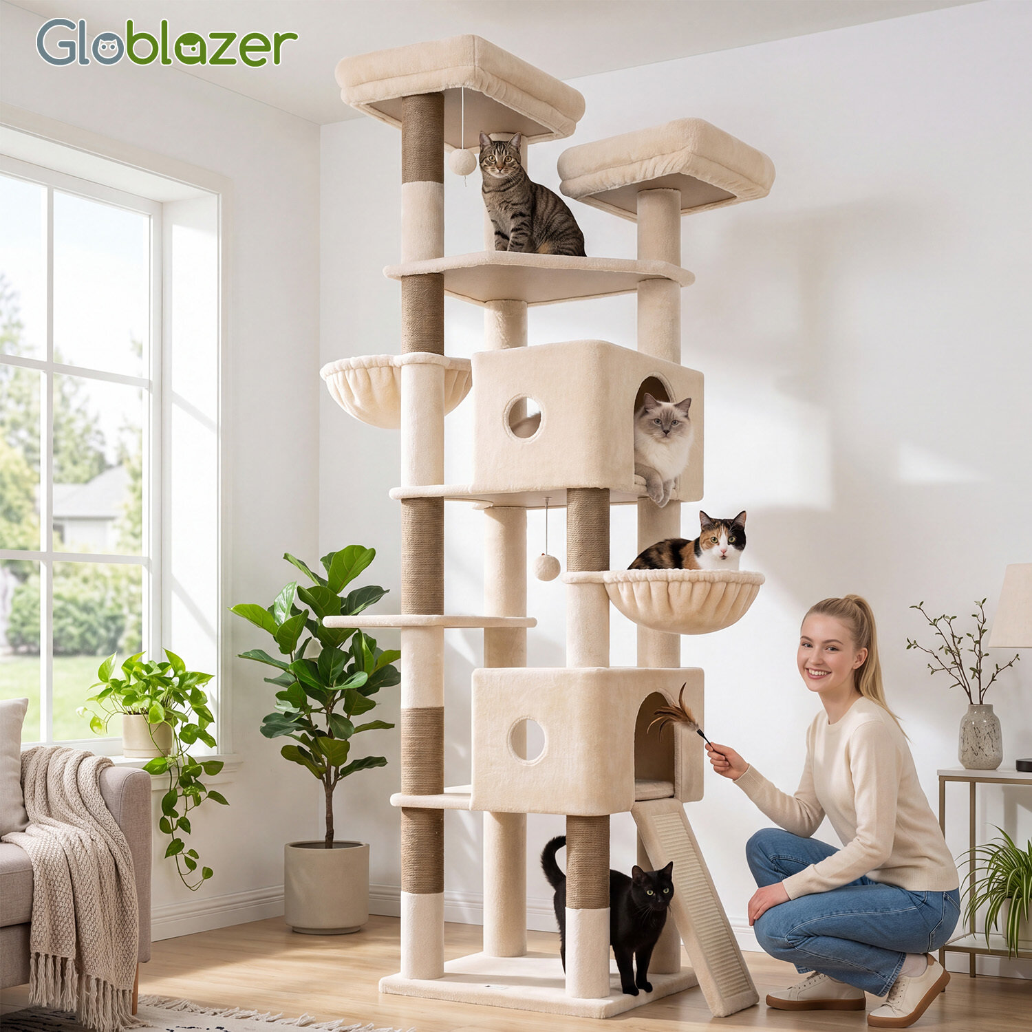 globlazer-f84g-arbre-chat-beige-84-pouces-grande-tour image 8