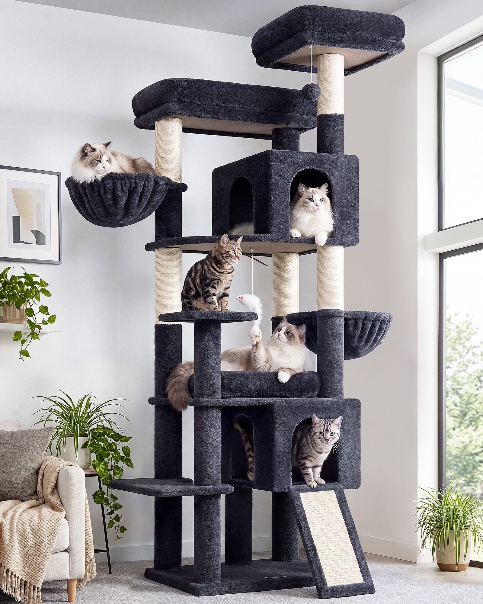 globlazer-f75c-arbre-chat-190-cm-gris-fonc-tour image 1