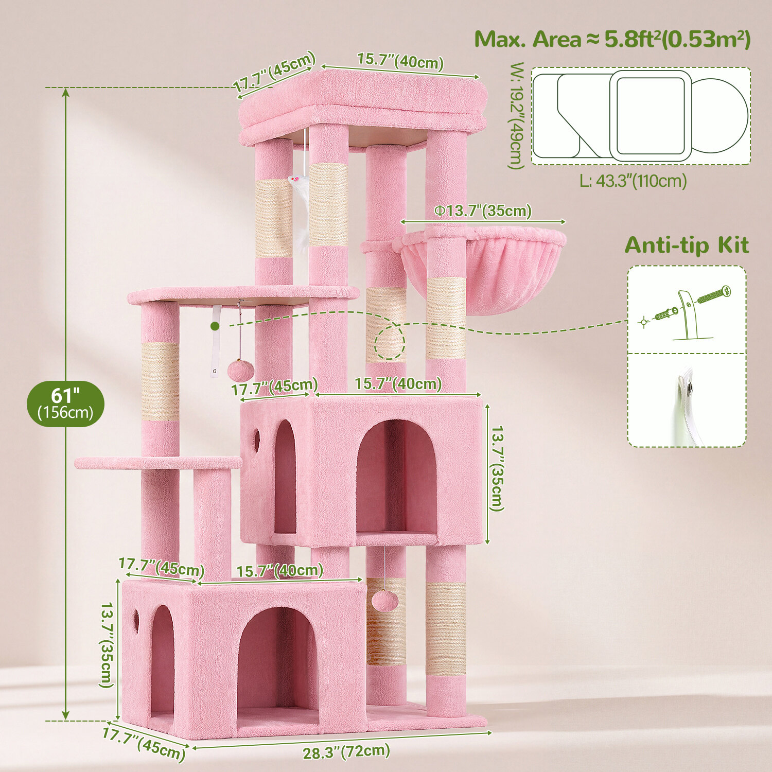globlazer-f-series-f61-arbre-chat-rose-155-cm image 8