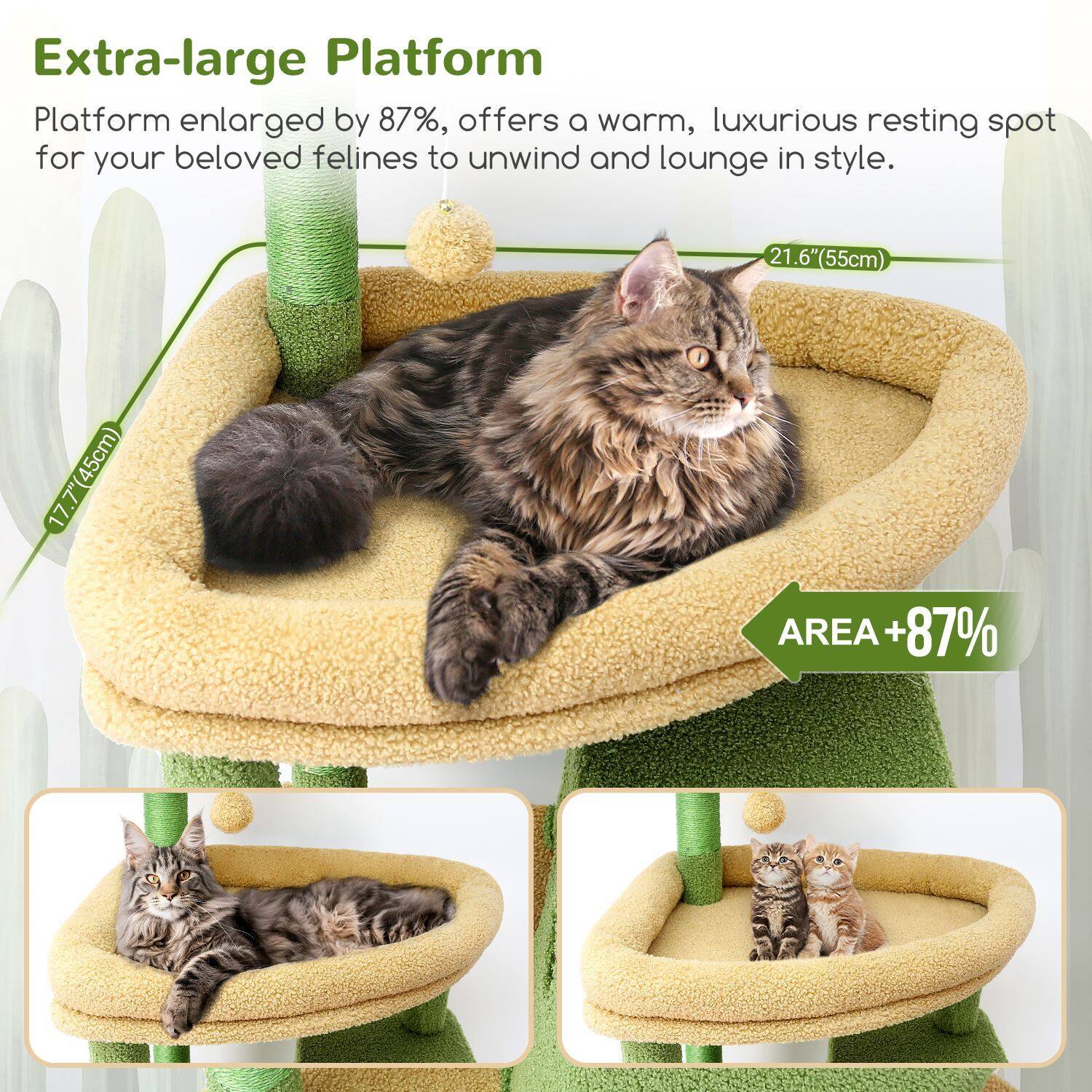 globlazer-f-series-f83-arbre-chat-vert-cactus-83-pouces image 3