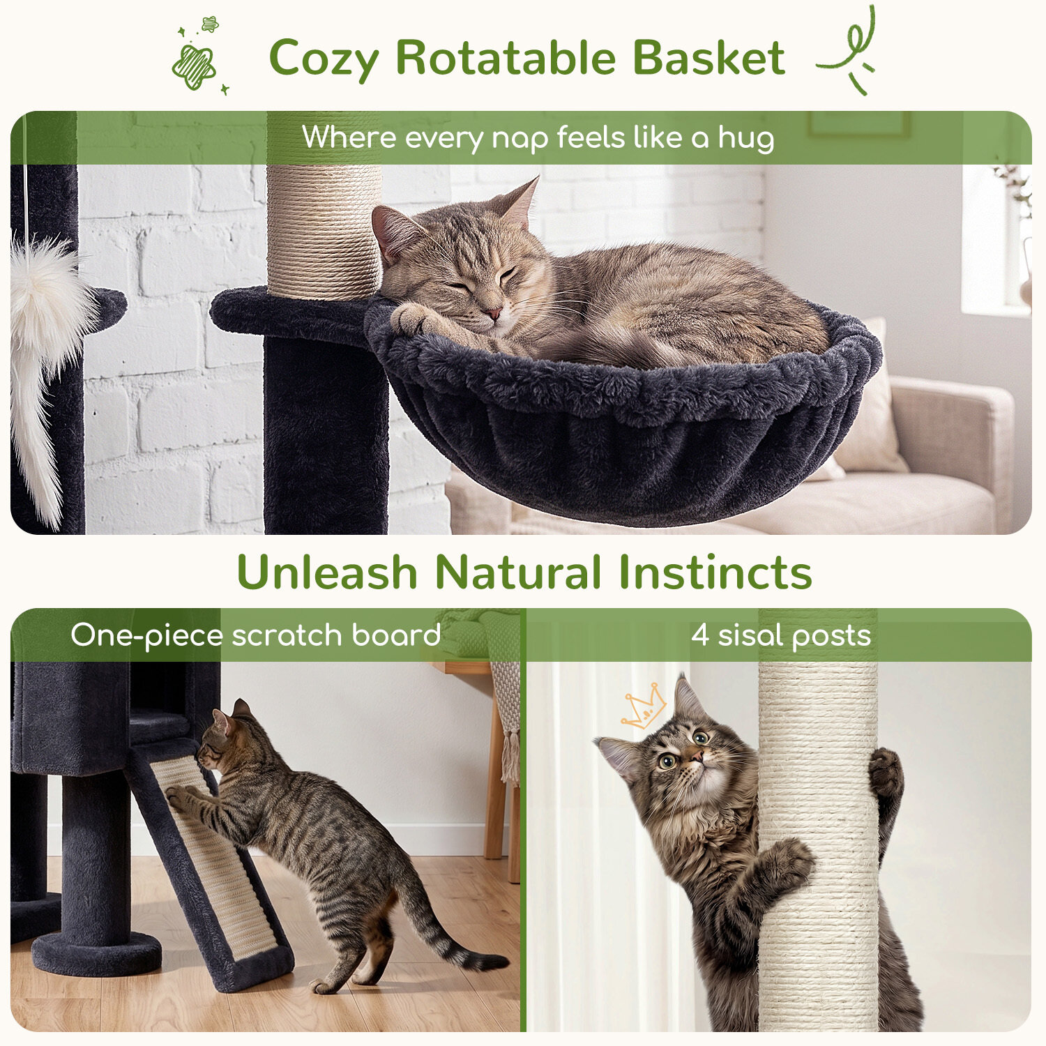 globlazer-s-series-s51-arbre-chat-gris-fonc-129-cm image 6