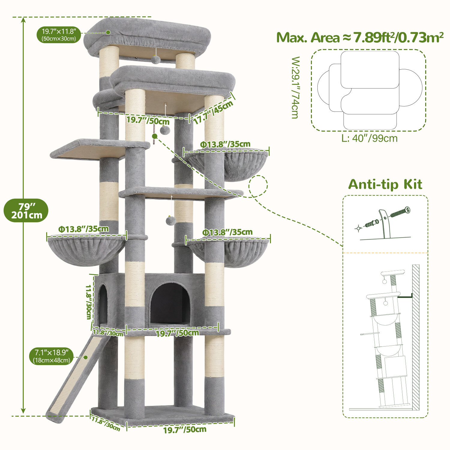 globlazer-s-series-s79c-arbre-chat-gris-clair-79-pouces-robuste image 8