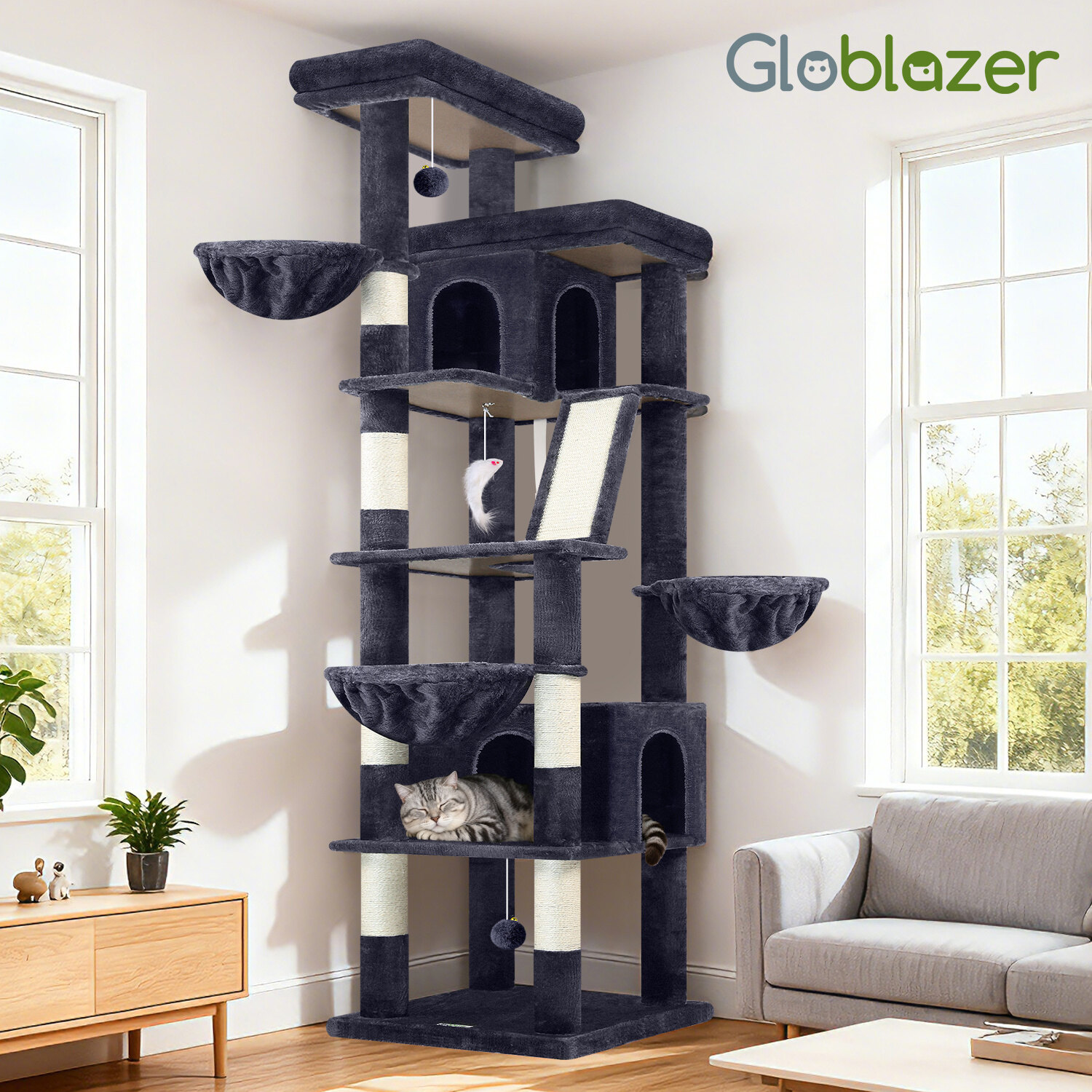 globlazer-s80g-arbre-chat-xxl-203-cm-gris-fonc-robuste image 8