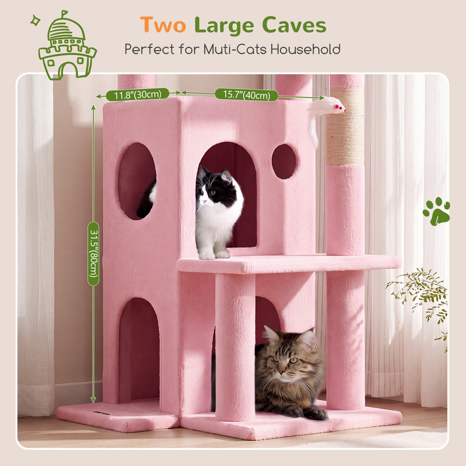 globlazer-f-series-fc50-arbre-chat-rose-50-pouces-grands-chats image 5