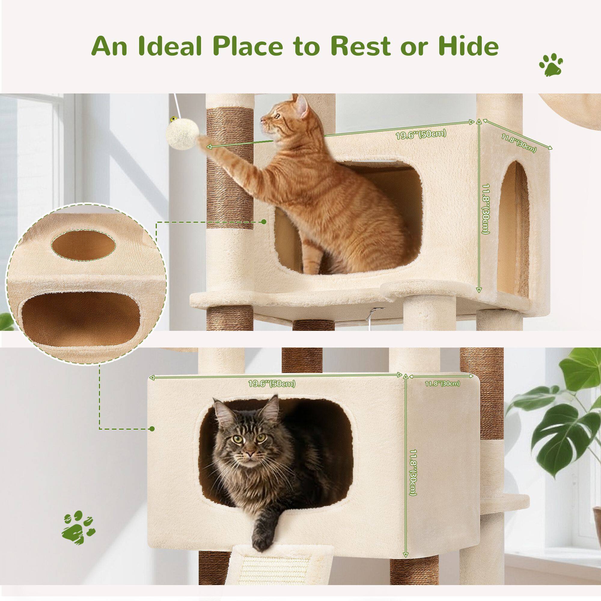 globlazer-s-series-s77e-arbre-chat-beige-77-pouces-grand image 4