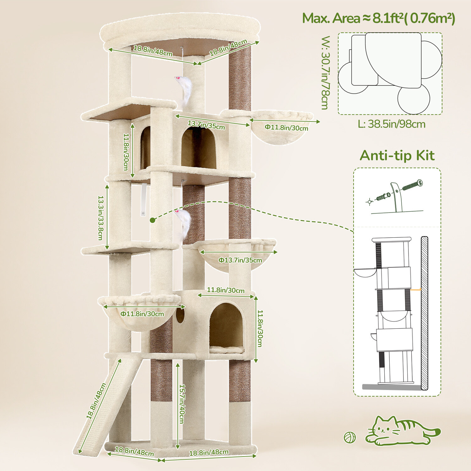 globlazer-s78g-arbre-chat-beige-198-cm-stable image 7