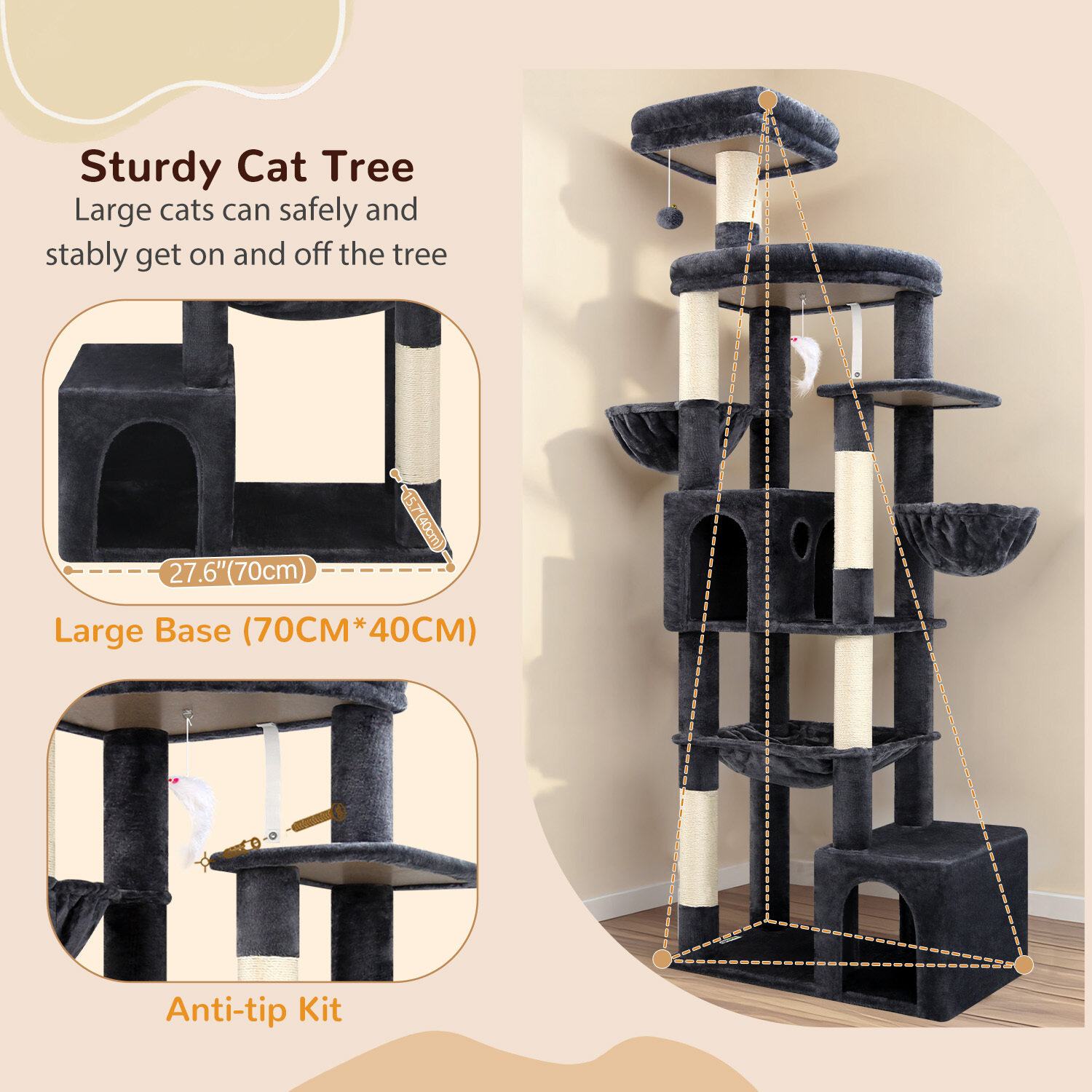 globlazer-s76b-arbre-chat-gris-fonc-76-pouces image 7