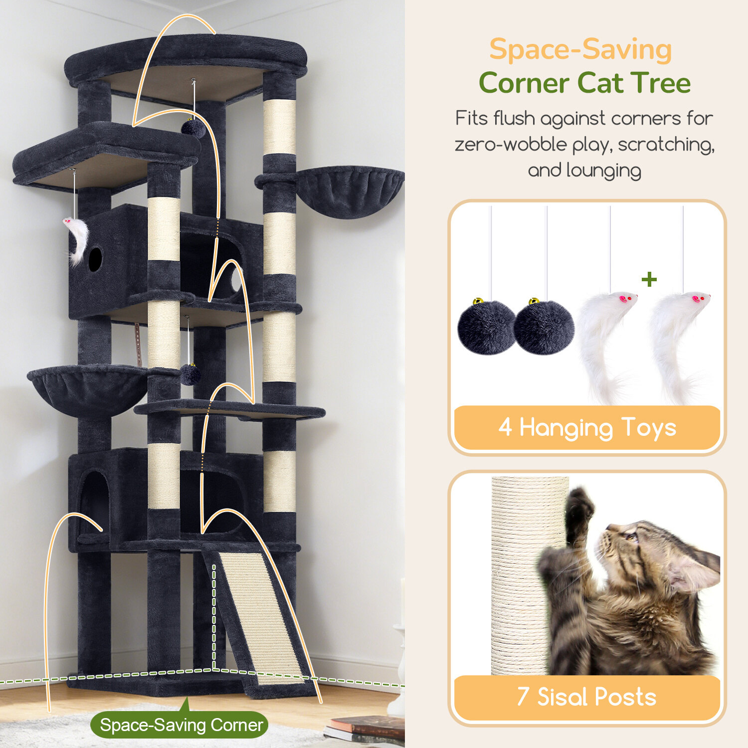 globlazer-s-series-s80c-arbre-chat-gris-fonc-203-cm image 6