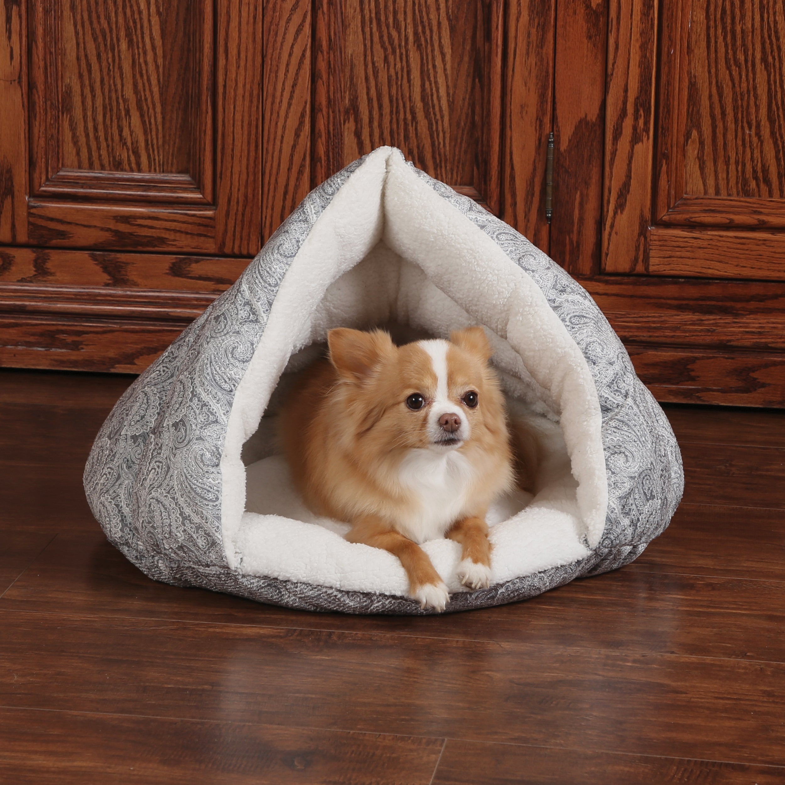 k-h-self-warming-hut-hutte-chat-auto-chauffante-paisley-gris image 3