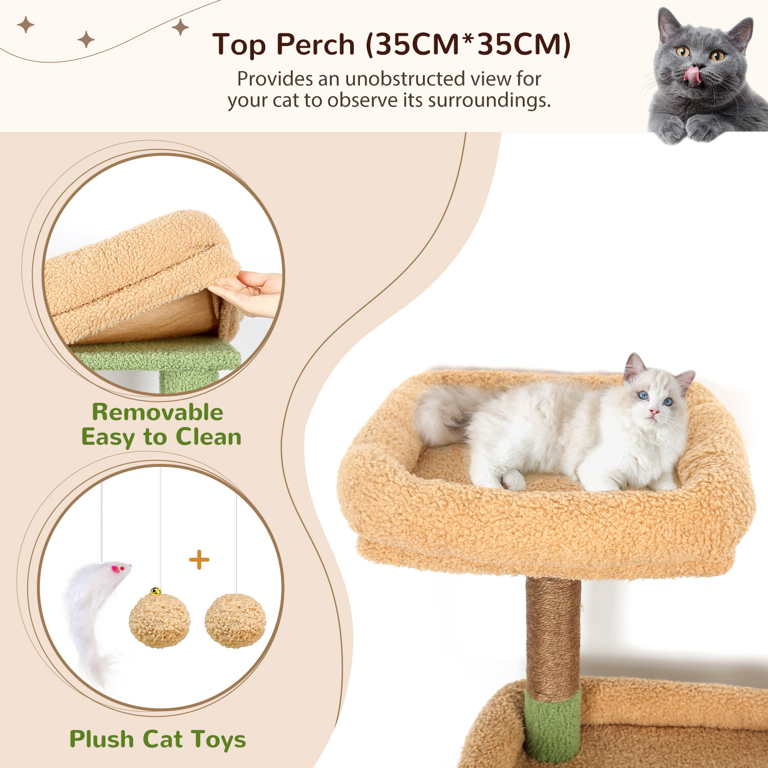 globlazer-s-series-s76b-arbre-chat-vert-cactus-76-pouces image 6