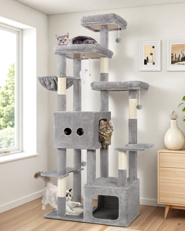 globlazer-f80e-arbre-chat-gris-clair-80-pouces-grands-chats image 1