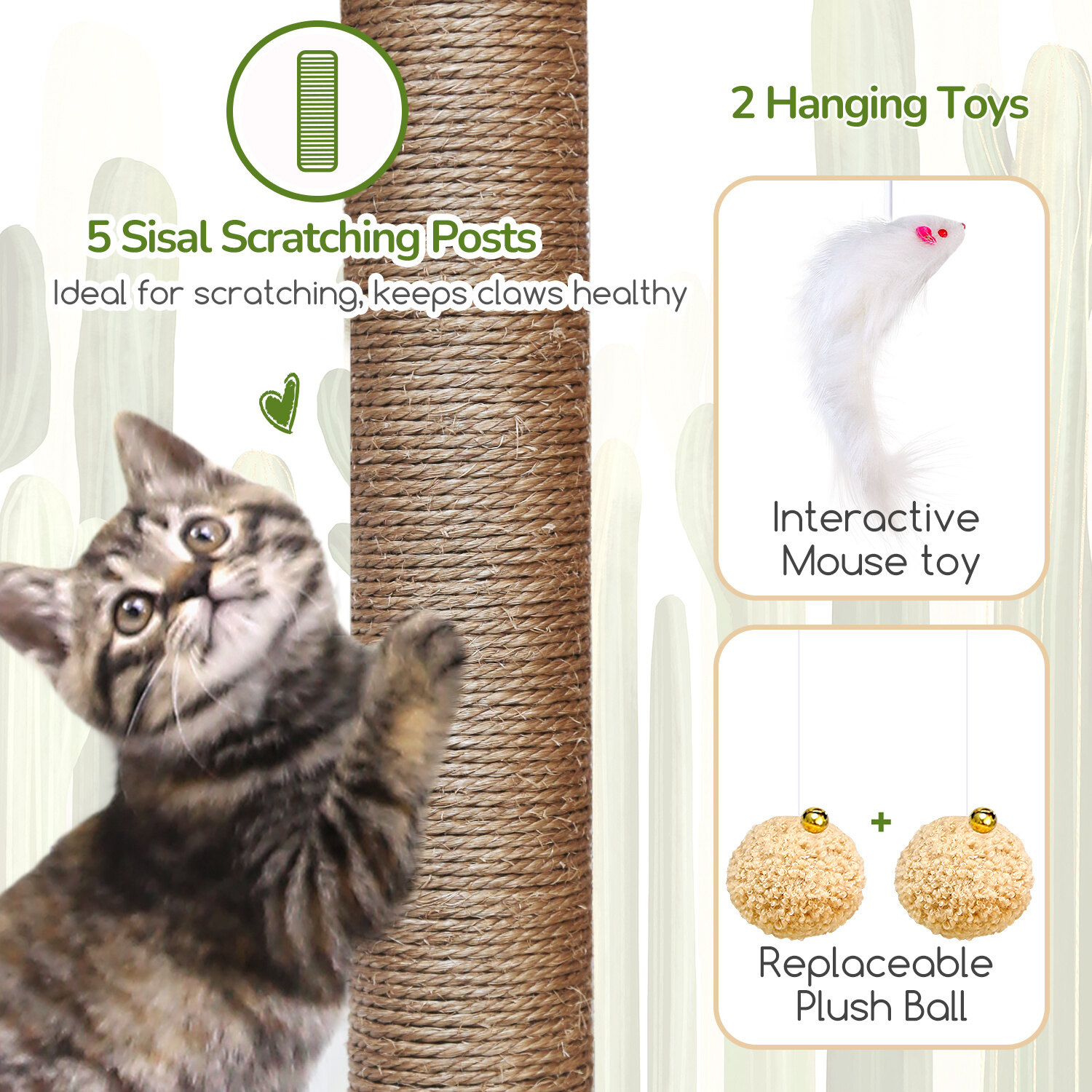globlazer-s-series-s52-arbre-chat-vert-cactus-132-cm image 6
