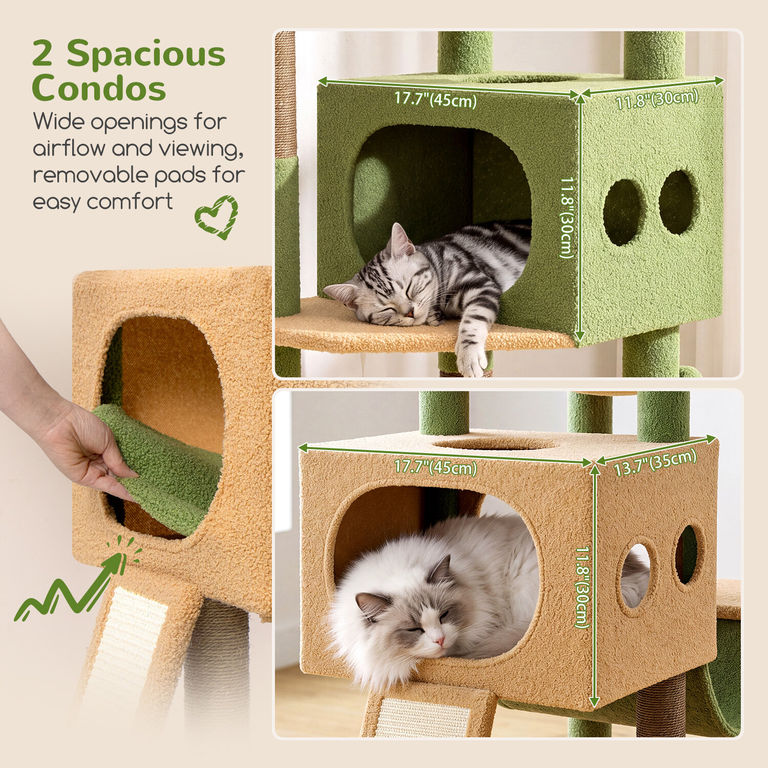 globlazer-s83g-s-series-arbre-chat-vert-cactus-211-cm image 3