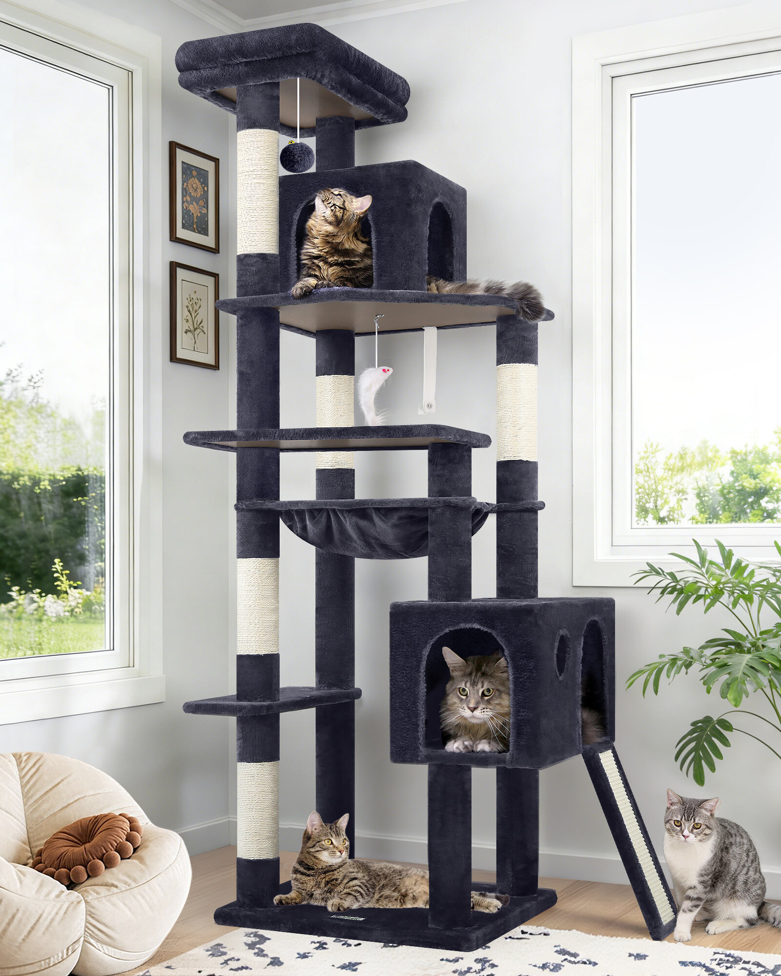 globlazer-f70-pro-arbre-a-chat-gris-fonce-178cm image 1