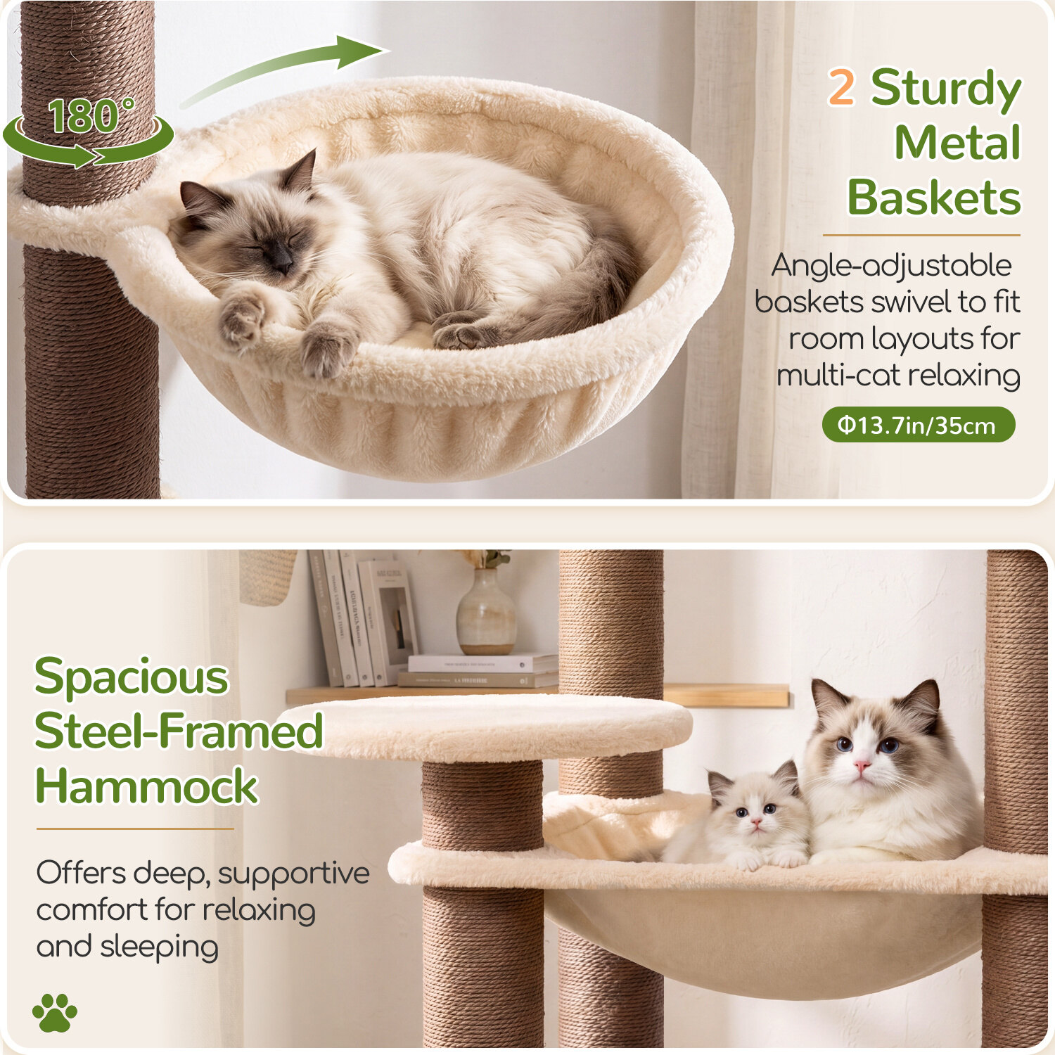 globlazer-s65g-arbre-chat-beige-165-cm-poteaux-pais image 4