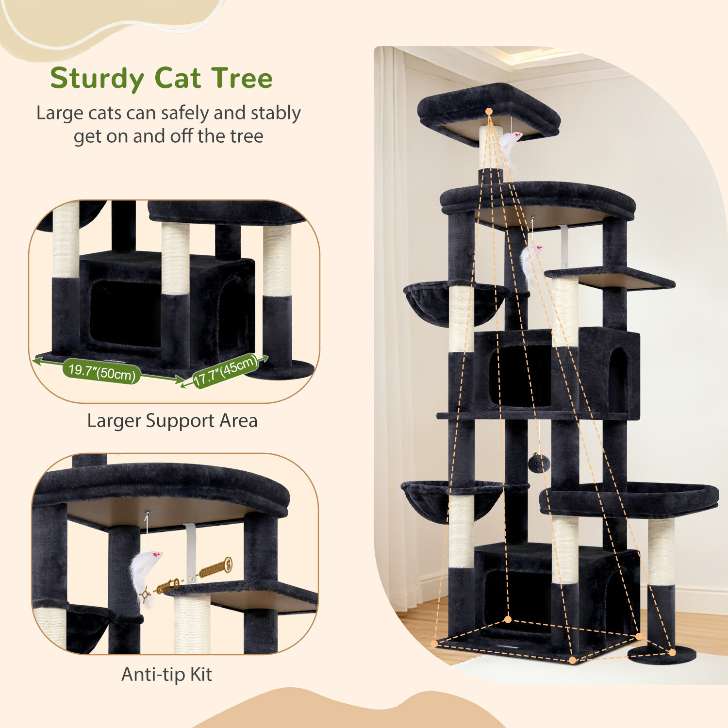 globlazer-s-series-s75-arbre-chat-gris-fonc-75-pouces image 8