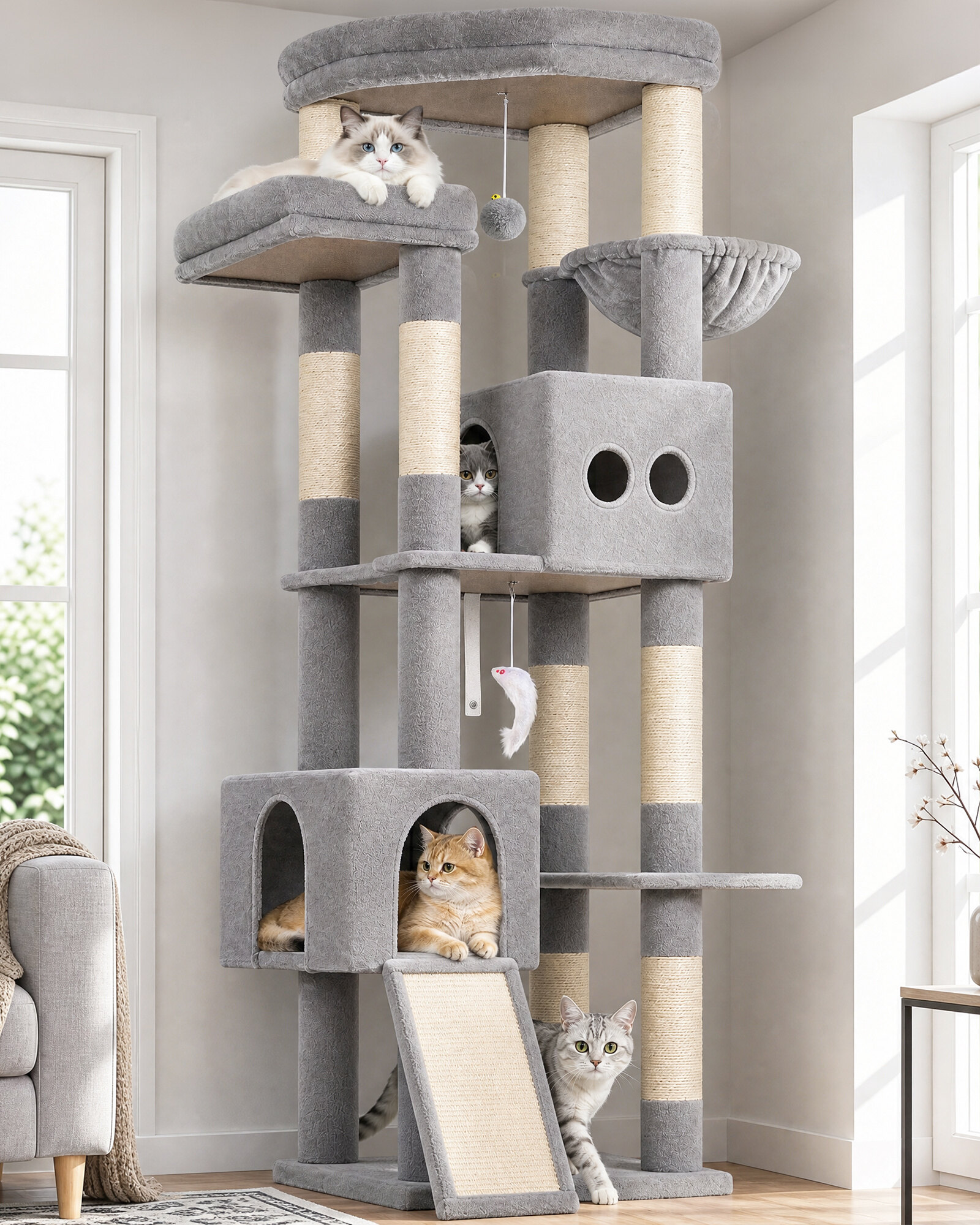 globlazer-f-series-f73b-arbre-chat-gris-clair-185-cm-niche image 1
