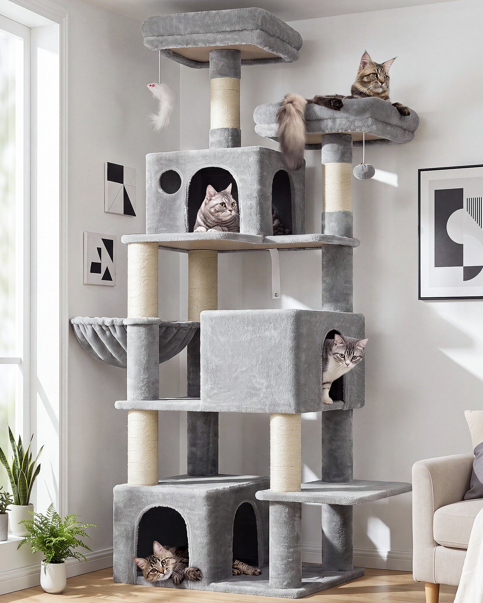 globlazer-f-series-f71-arbre-chat-gris-clair-71-pouces-griffoir image 1