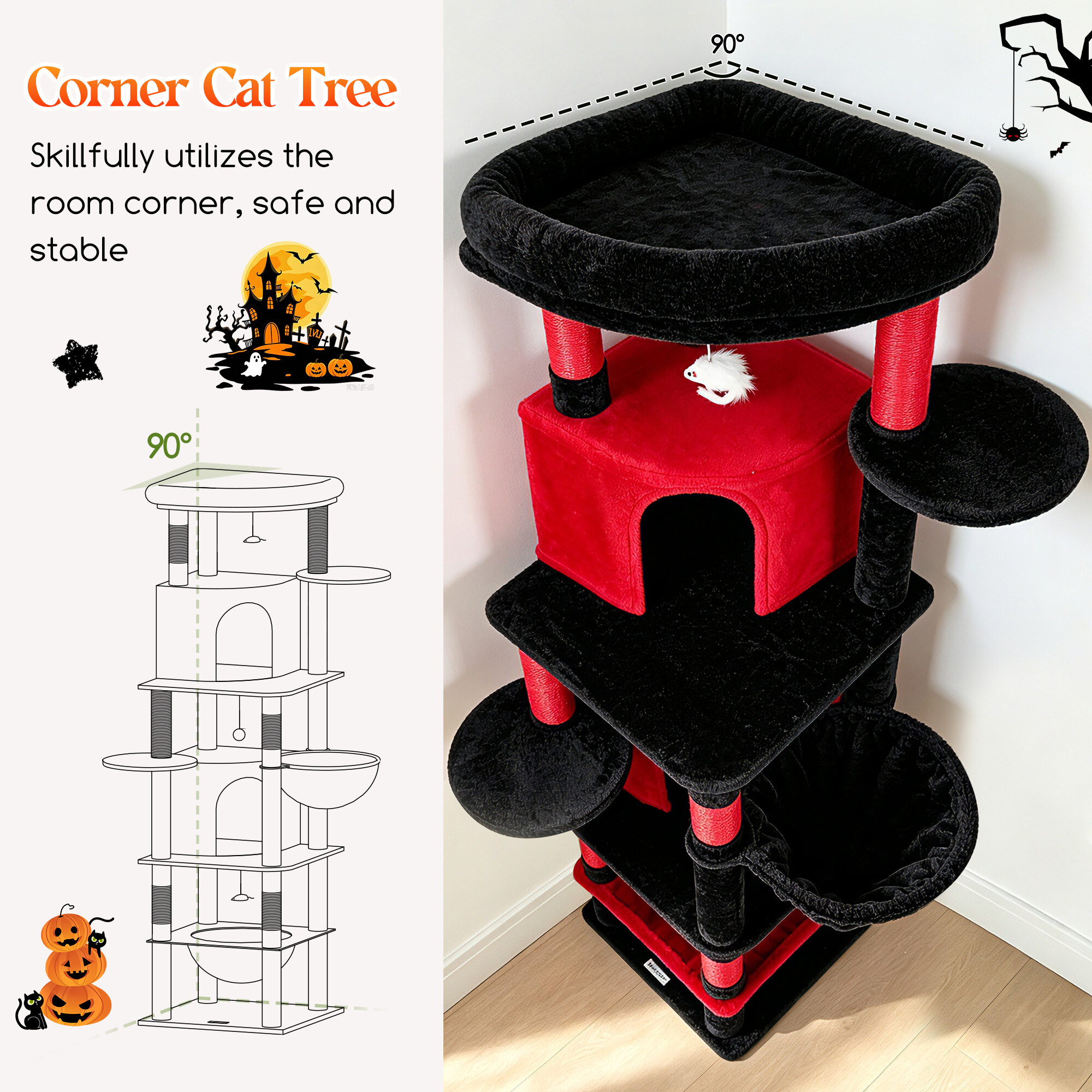 globlazer-c68-c-series-arbre-chat-d-angle-rouge-68-pouces image 8