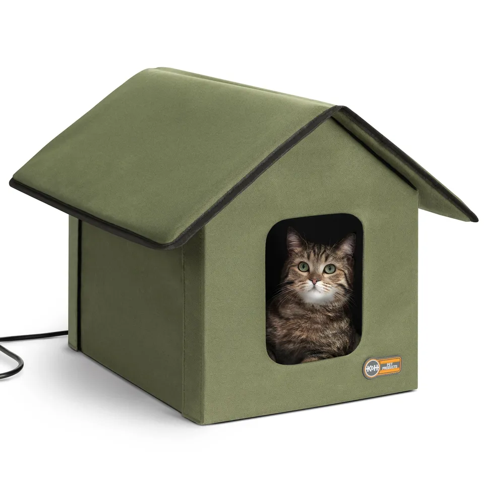 k-h-thermo-house-niche-chat-ext-rieur-chauffante-olive image 1