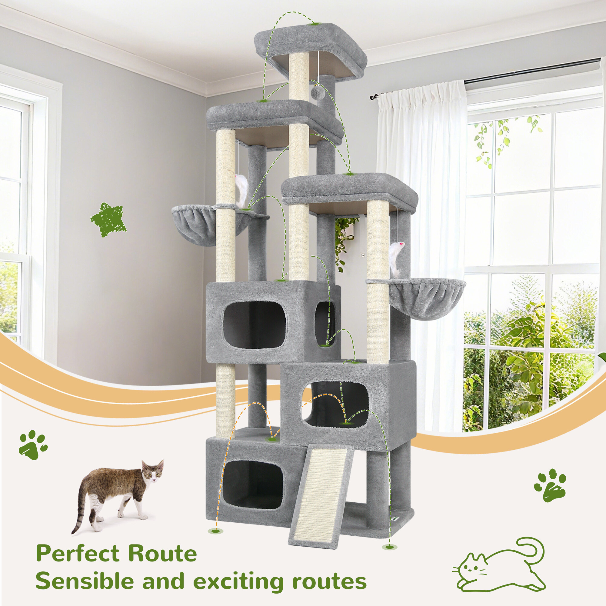 globlazer-s-series-s85-arbre-chat-85-pouces-gris-clair-xxl image 4