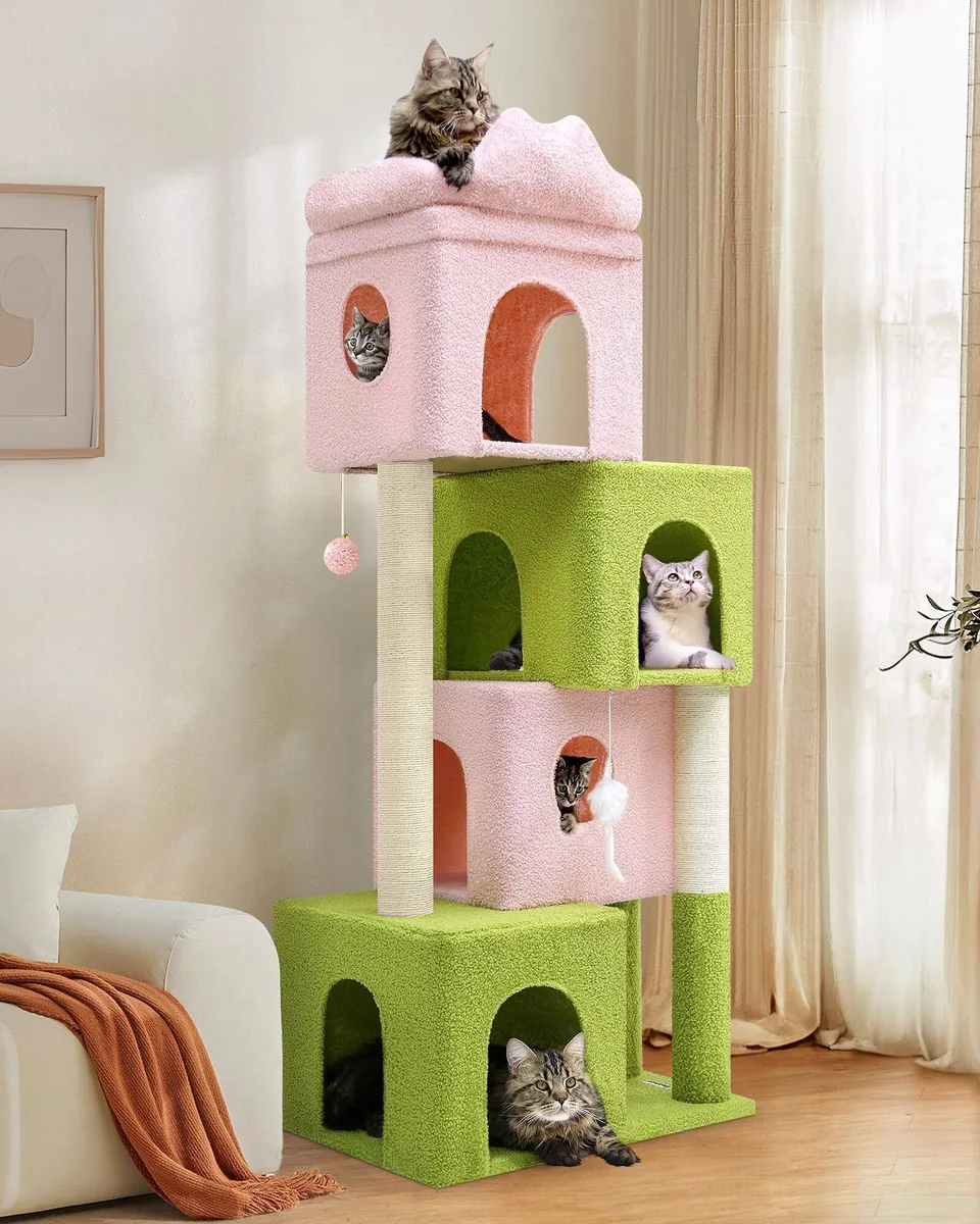 globlazer-fc61-arbre-chat-61-pouces-rose-vert-niche image 1