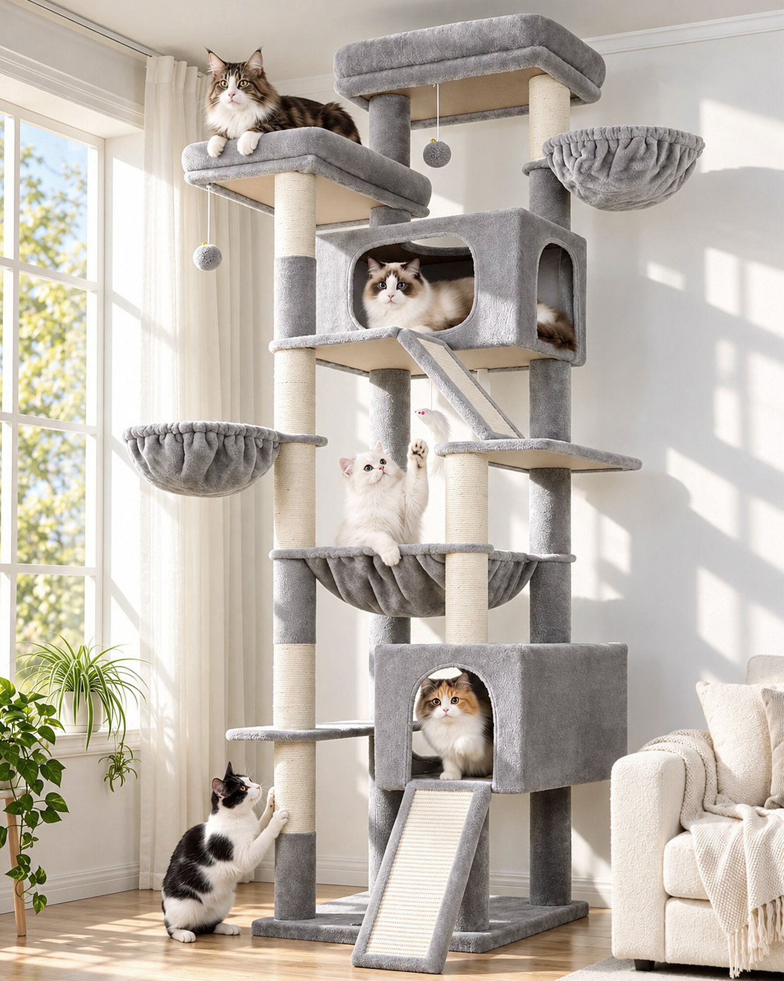 globlazer-f-series-f82d-arbre-chat-gris-clair-82-pouces-grand-chat image 1