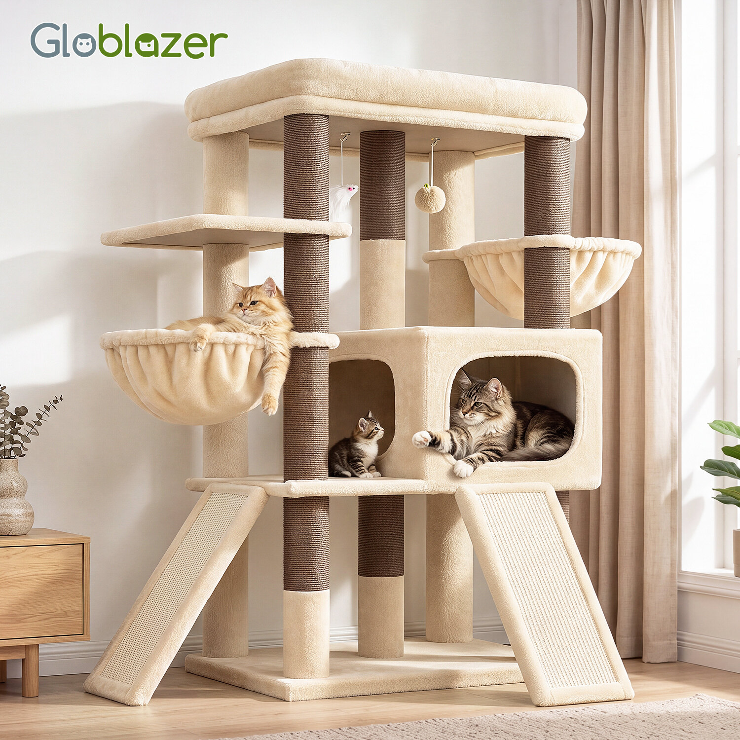 globlazer-s52f-arbre-chat-perchoir-large-robuste-beige image 8