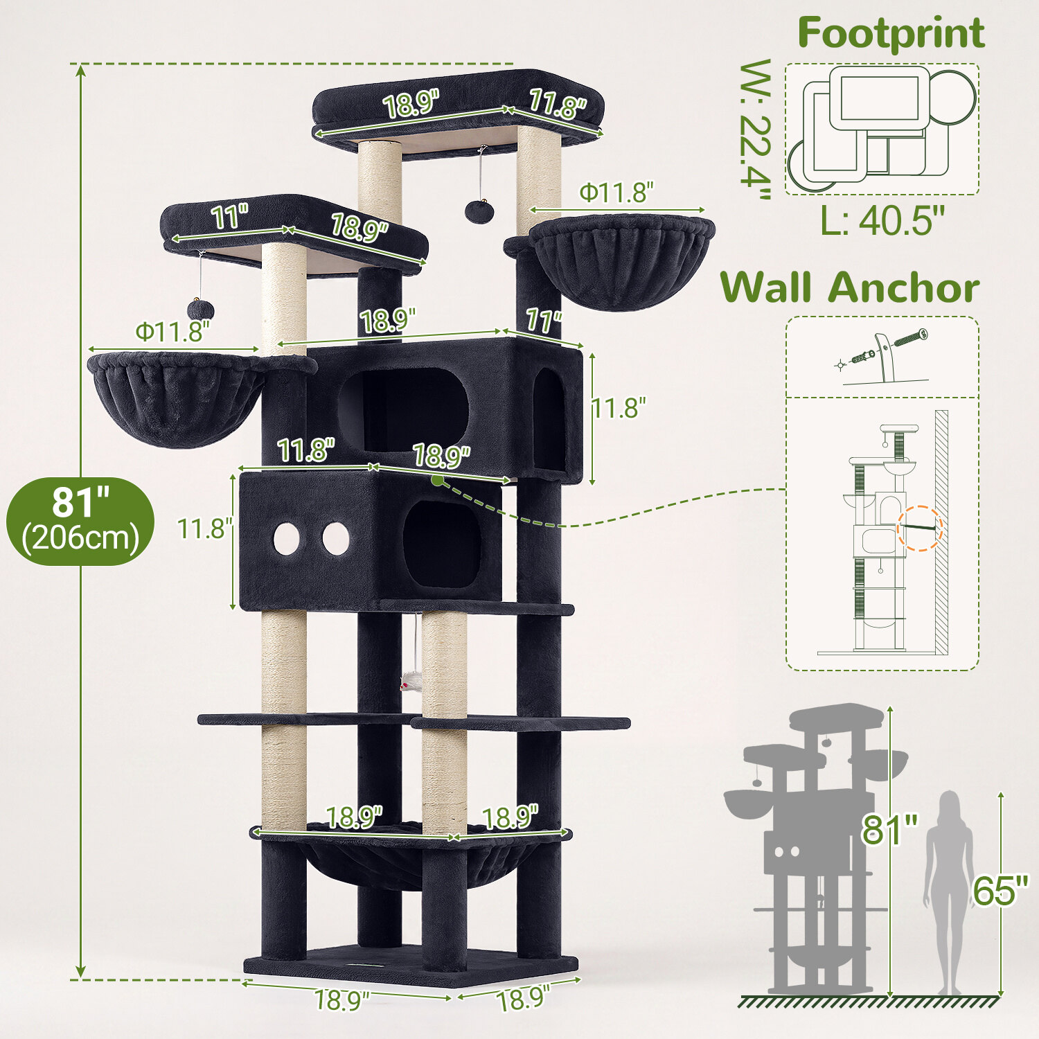 globlazer-f81e-arbre-chat-xxl-gris-206-cm-grand-chat image 7