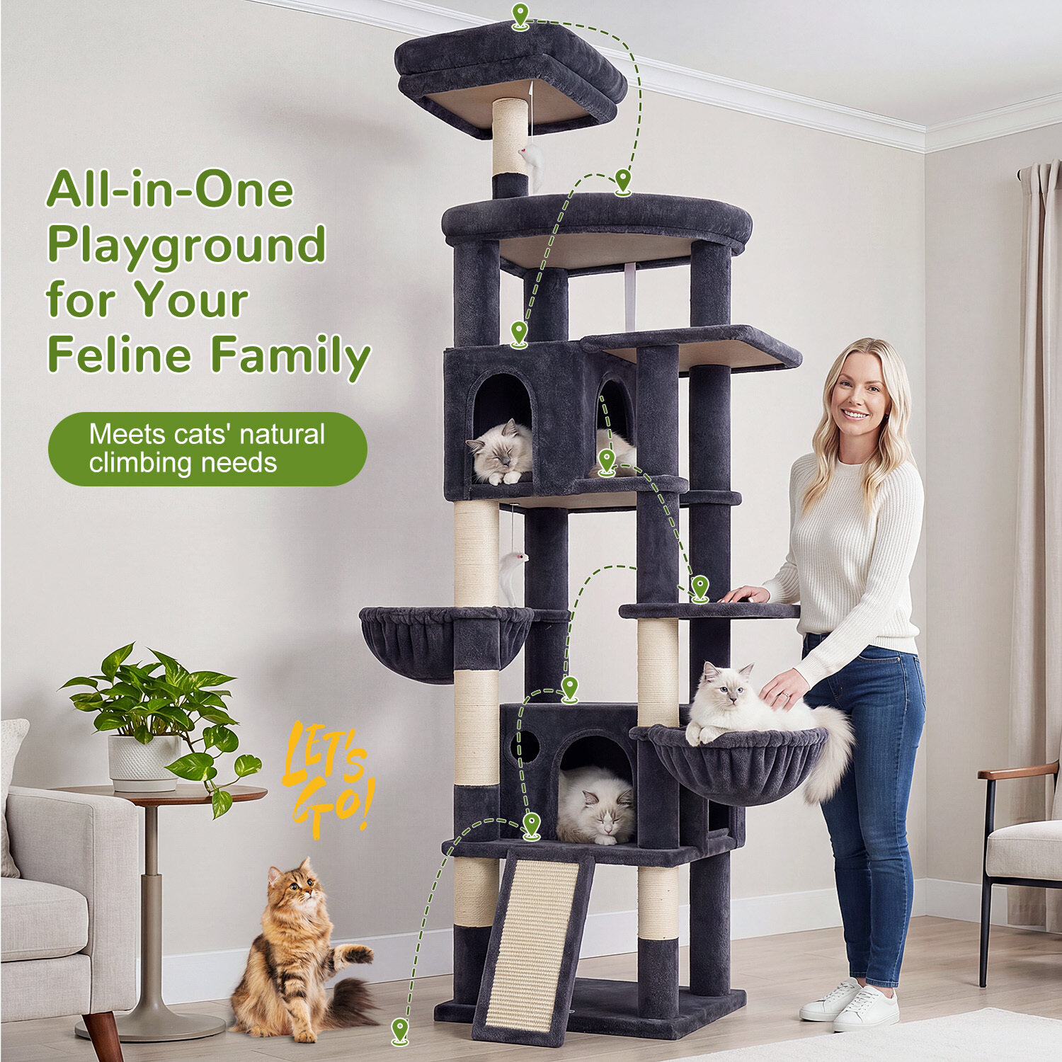 globlazer-f-series-f81h-arbre-chat-gris-fonc-206-cm image 3