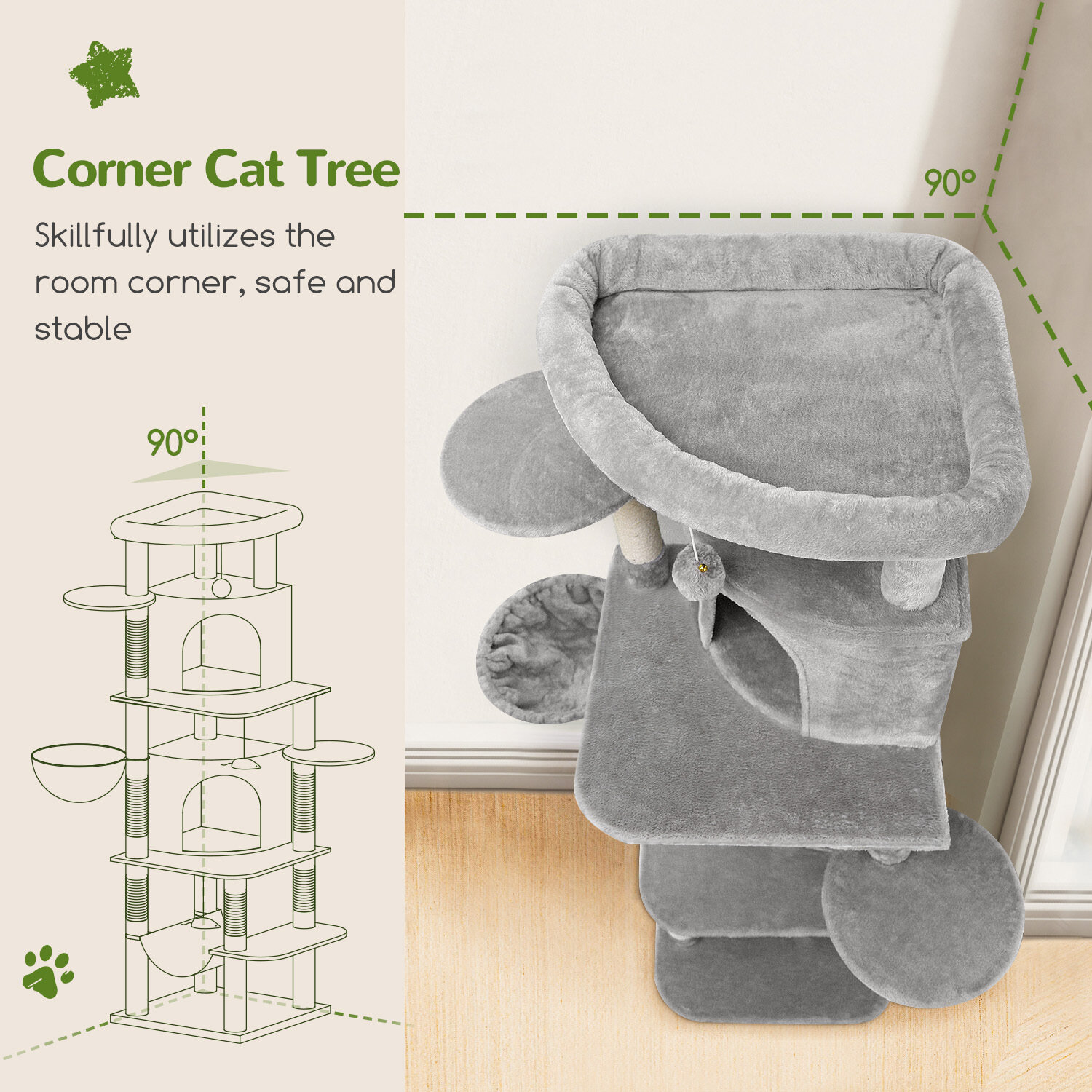 globlazer-c66-arbre-chat-168-cm-gris-clair-panier image 6