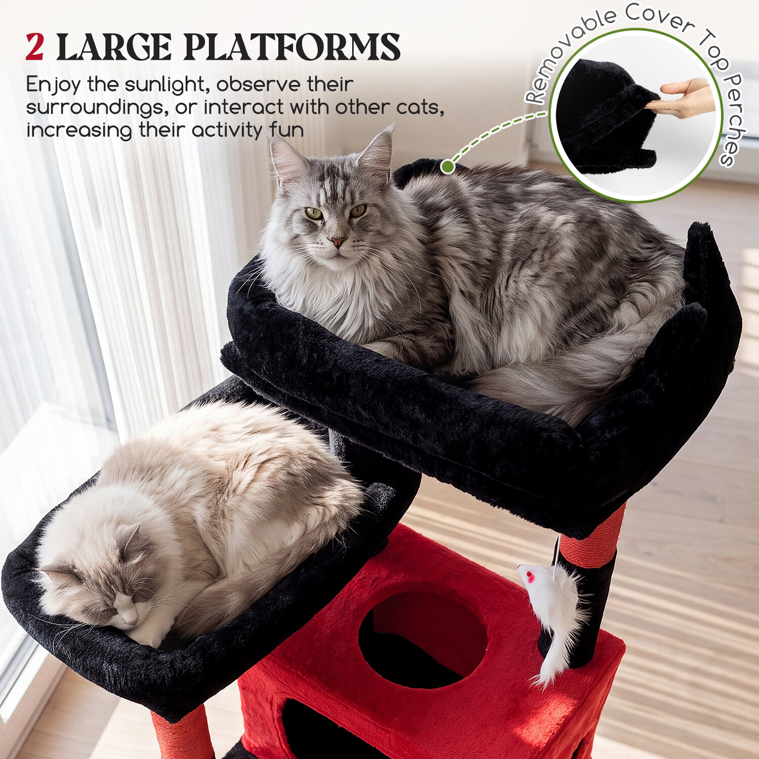 globlazer-s83g-arbre-chat-211-cm-rouge-noir-robuste image 4