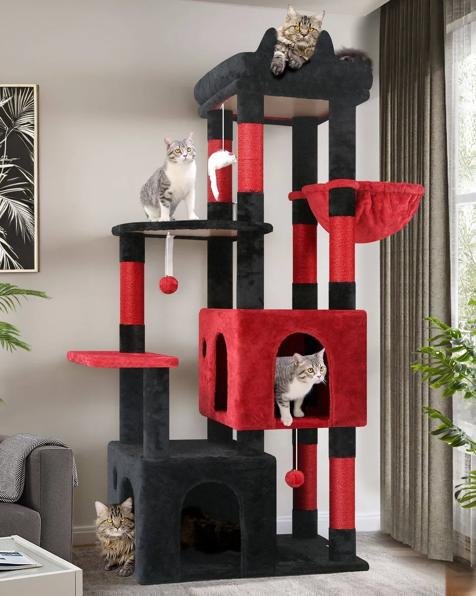 globlazer-f61-arbre-chat-rouge-noir-61-pouces-robuste image 1