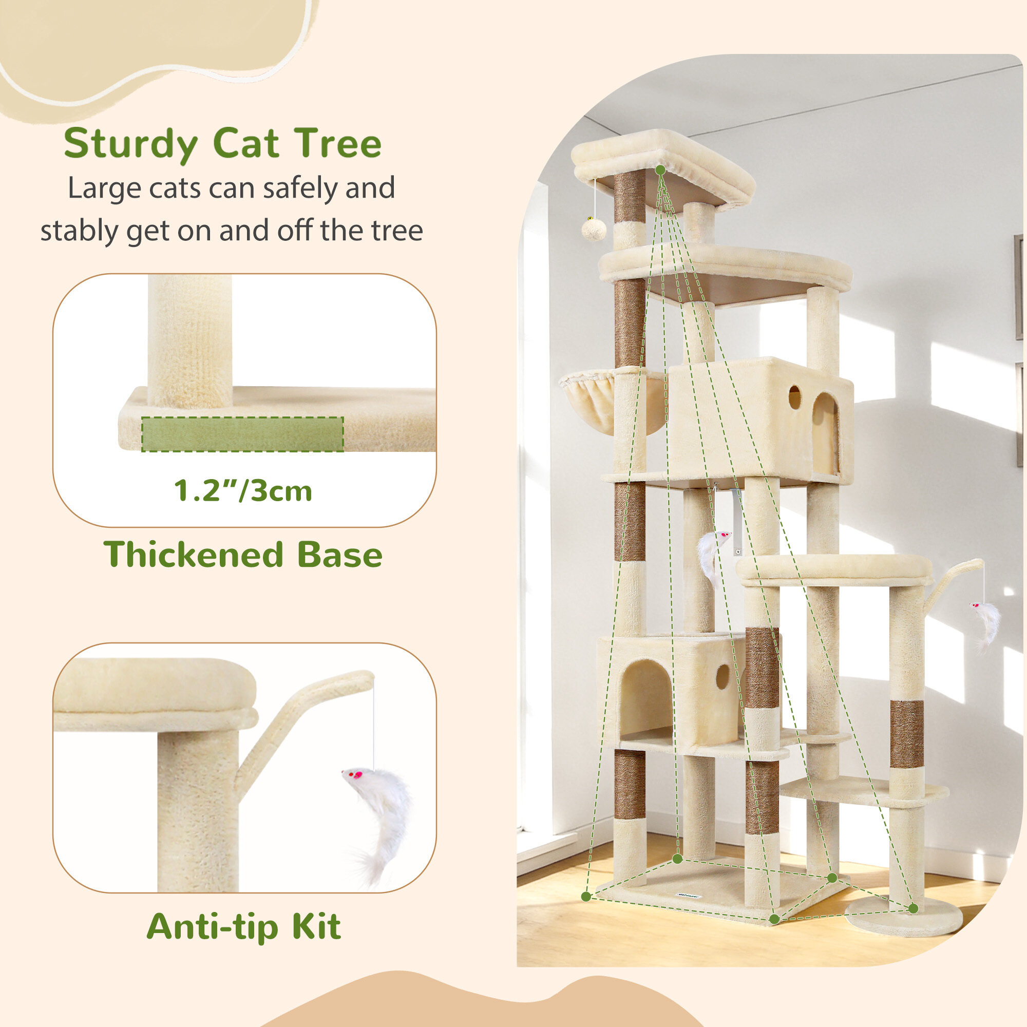 globlazer-s83-arbre-chat-xxl-beige-211-cm image 7