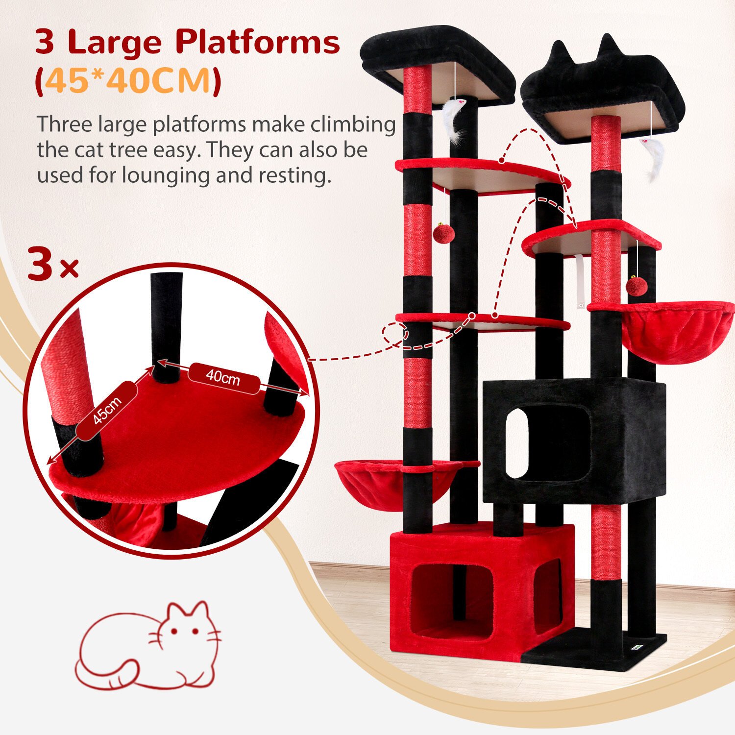 globlazer-s-series-s74e-arbre-chat-rouge-noir-188-cm-robuste image 5