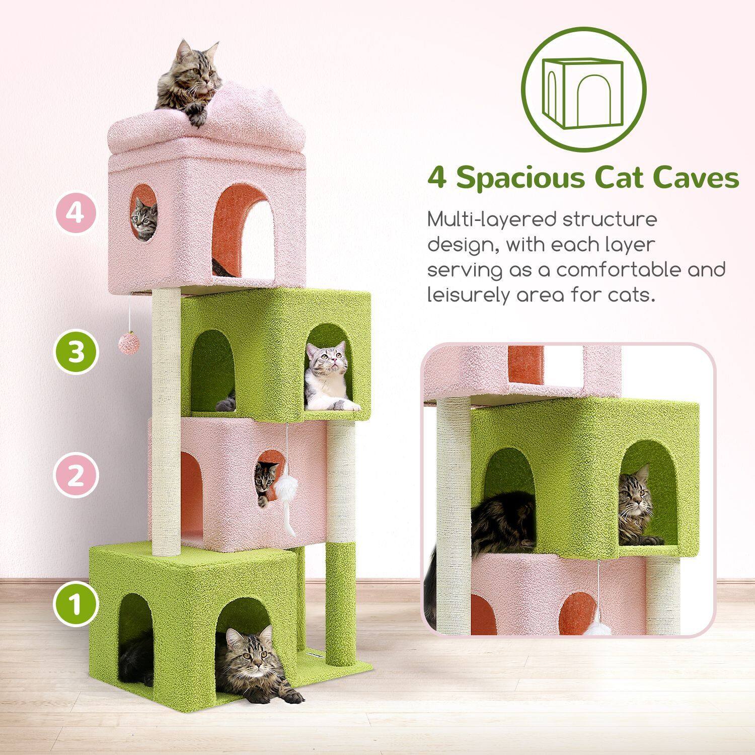 globlazer-fc61-arbre-chat-61-pouces-rose-vert-niche image 4