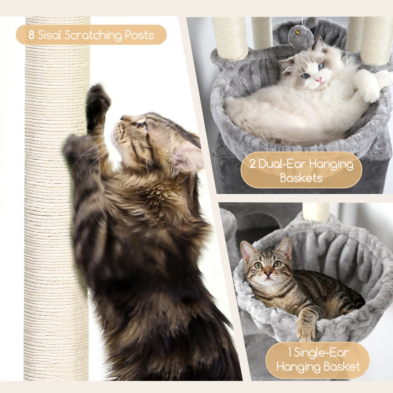 globlazer-s-series-s82-arbre-chat-gris-clair-82-pouces-robuste image 5