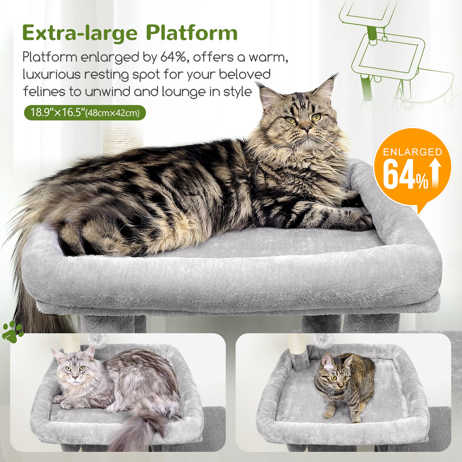 globlazer-f65-arbre-chat-grand-gris-clair-165-cm image 4