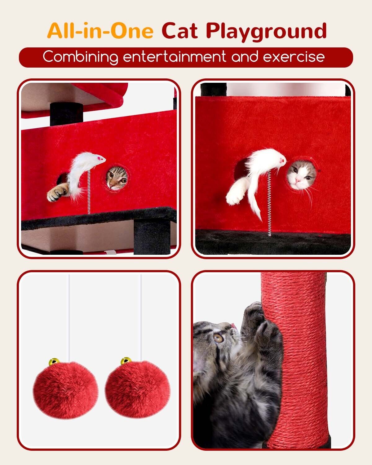 globlazer-s-series-s80b-arbre-chat-rouge-noir-80-pouces-grand image 6