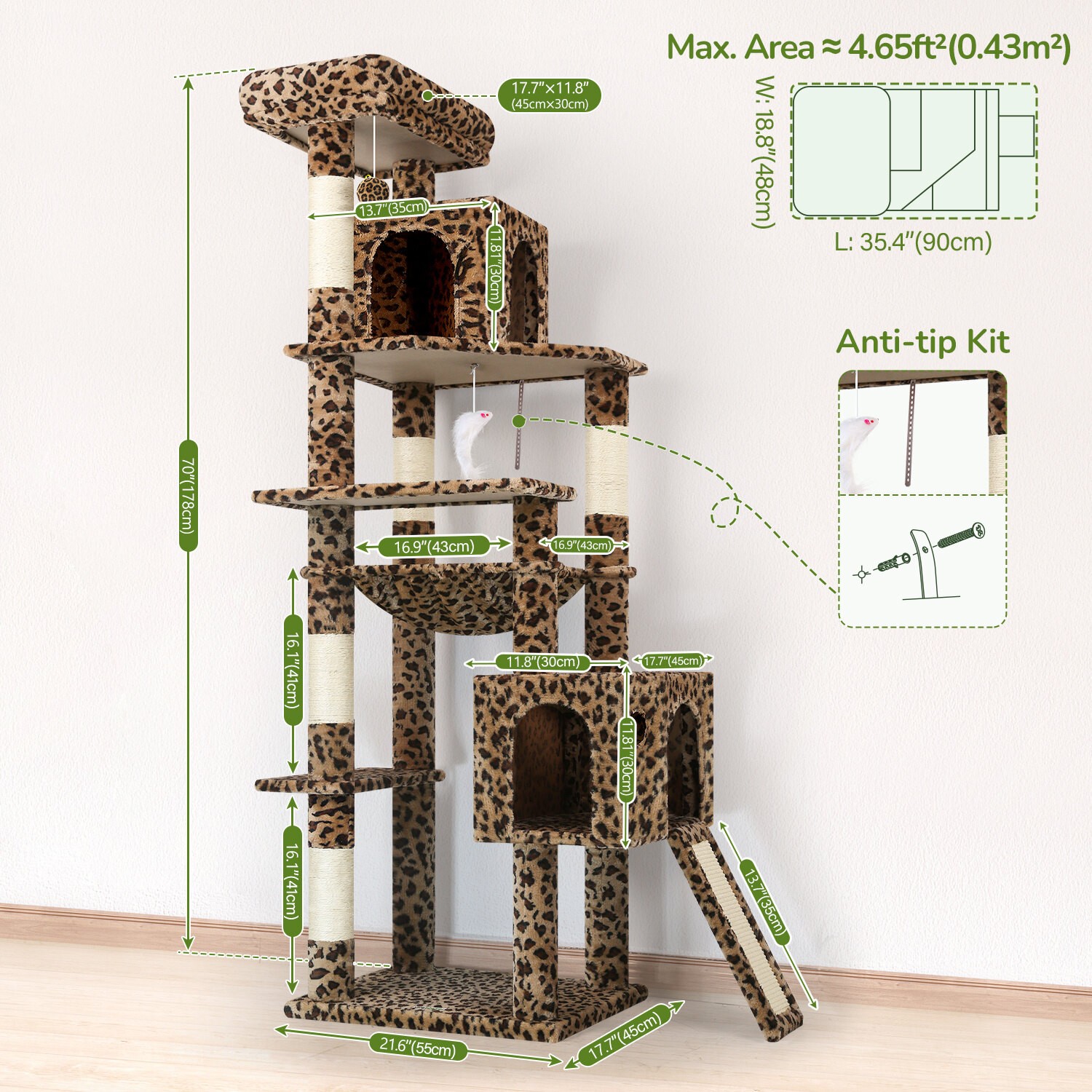 globlazer-f-series-f70-pro-arbre-chat-l-opard-178-cm image 7